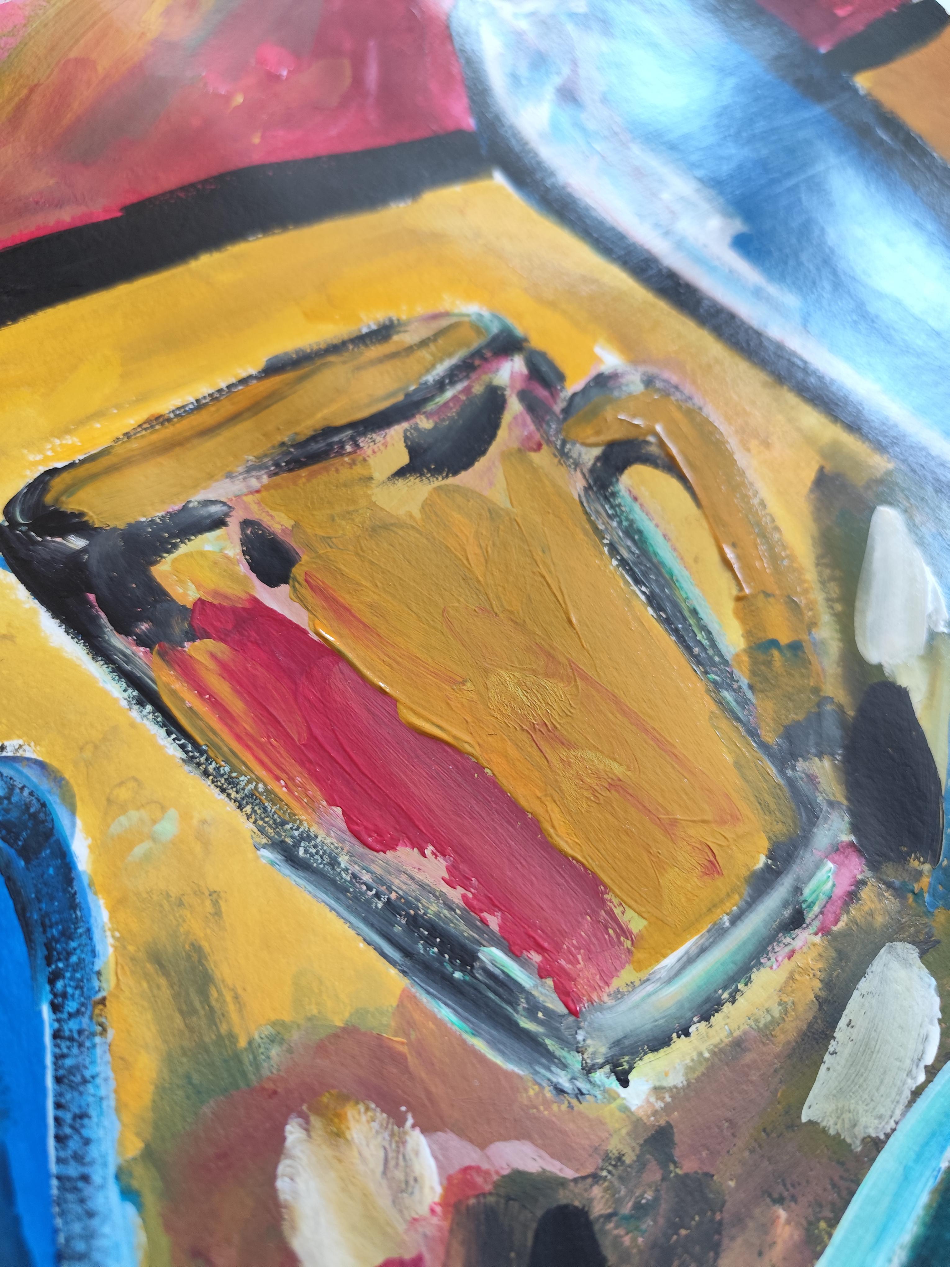 Contemporary impressionist fauvist still life painting 