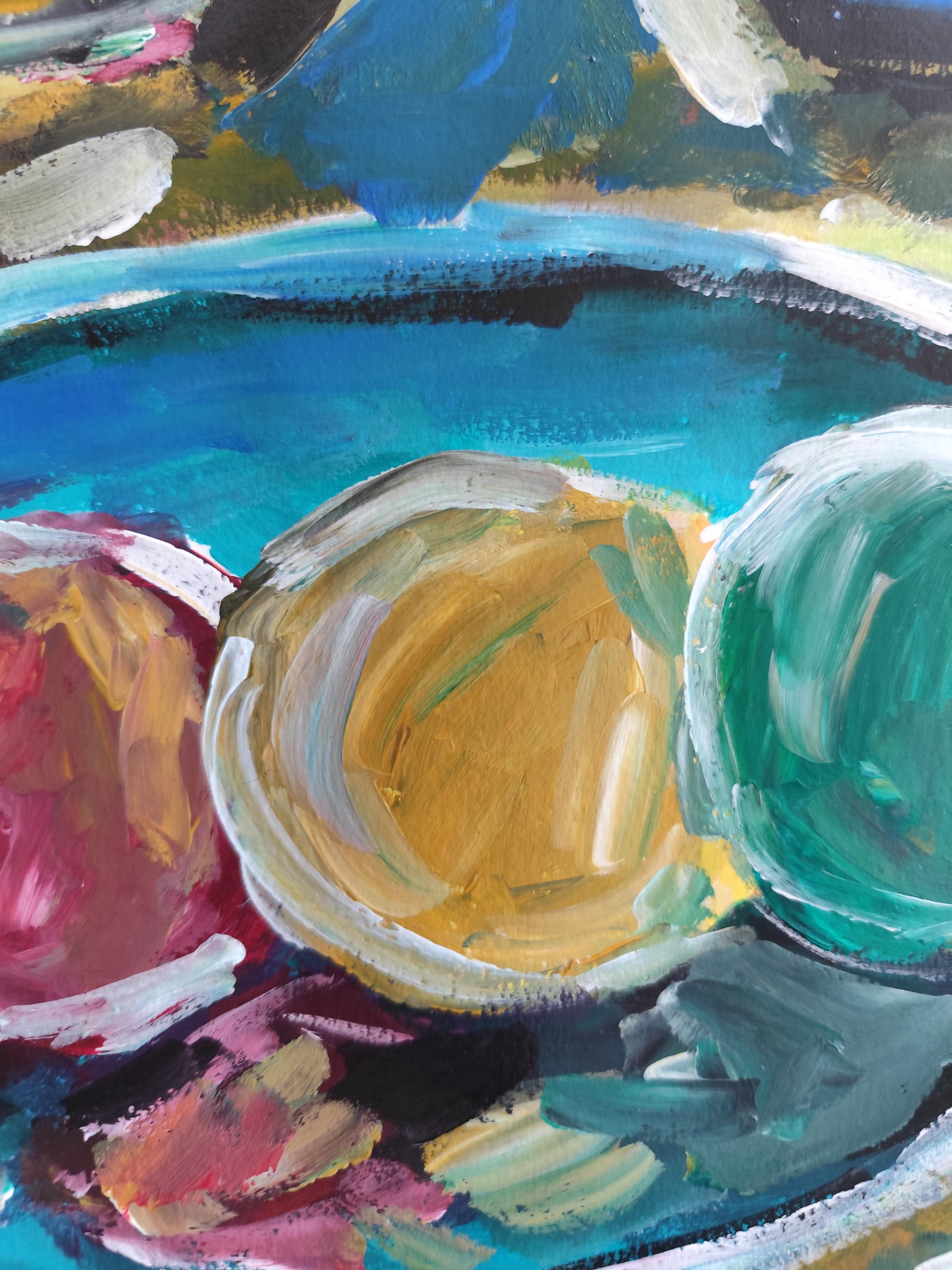 Contemporary impressionist fauvist still life painting 