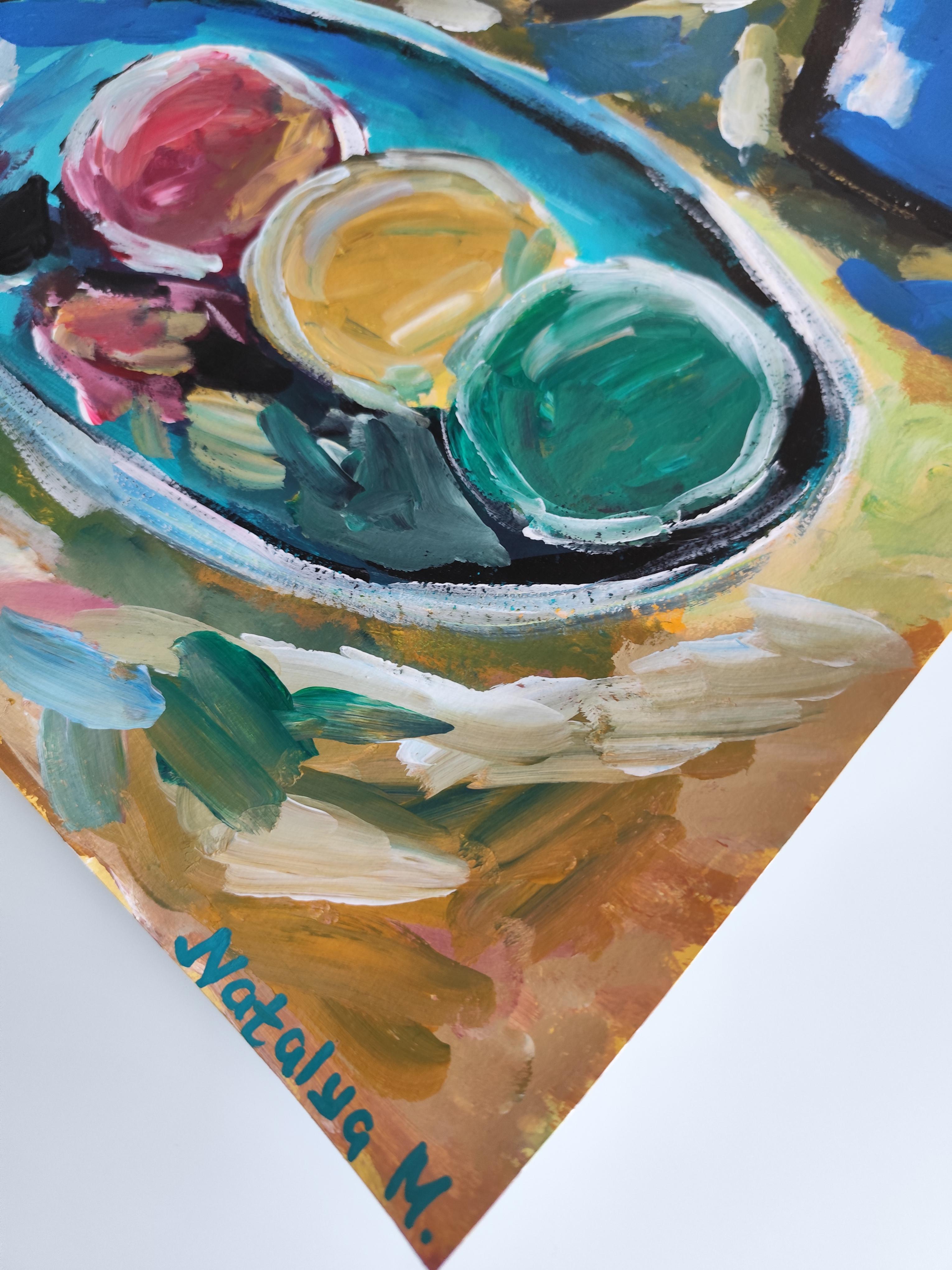 Contemporary impressionist fauvist still life painting 