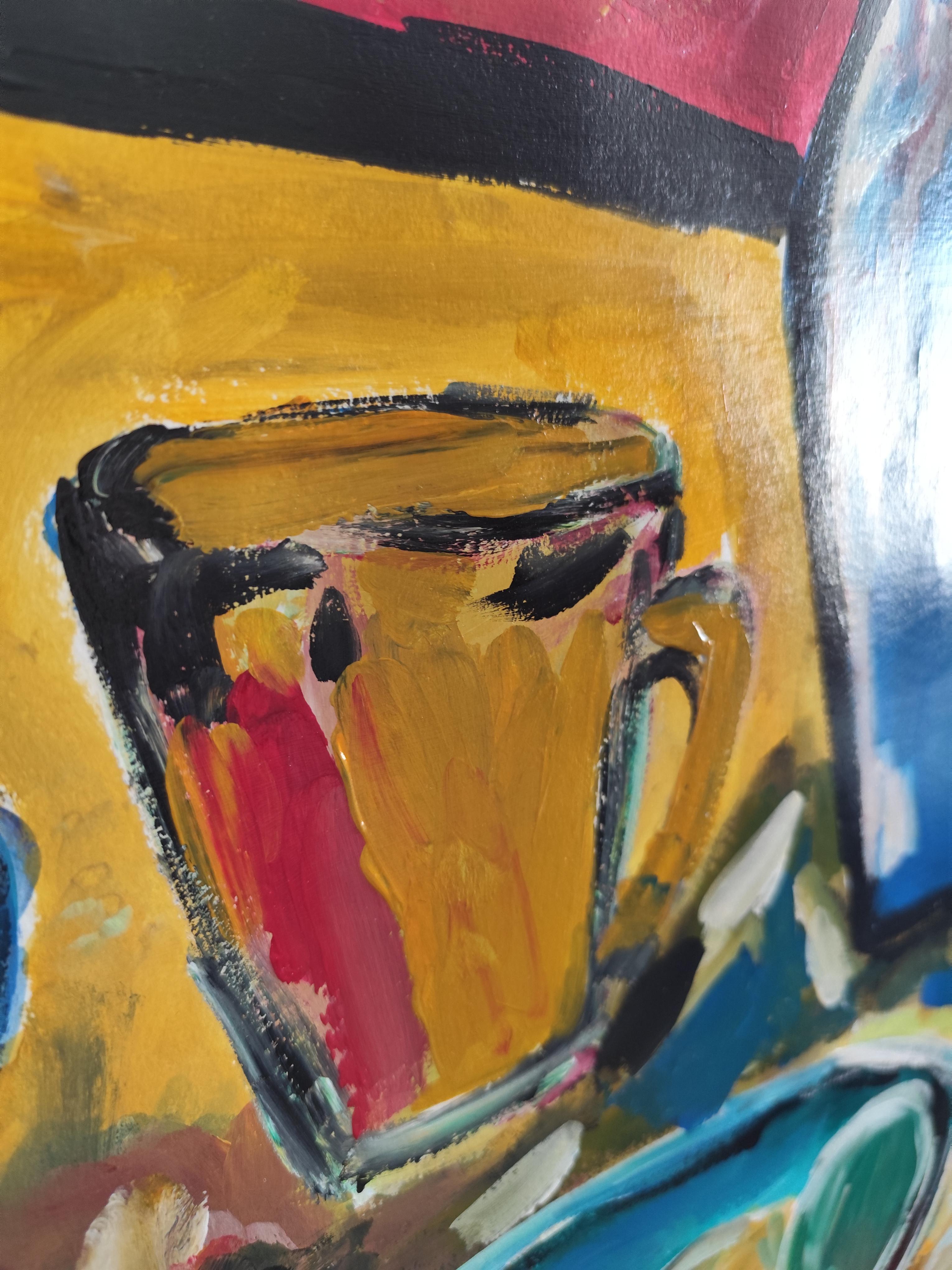 Contemporary impressionist fauvist still life painting 
