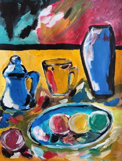 Contemporary impressionist fauvist still life painting "Apples and Tea "