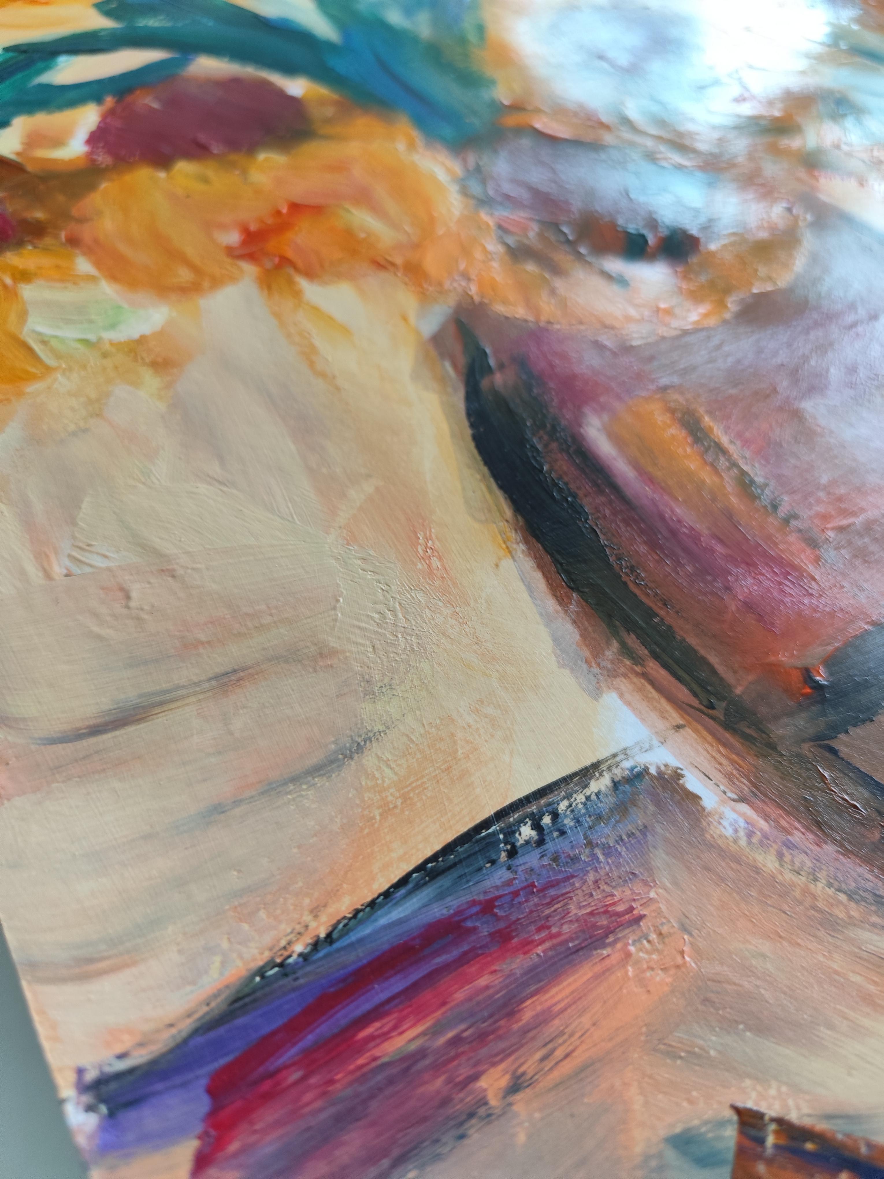 Contemporary impressionist floral acrylic painting paper 