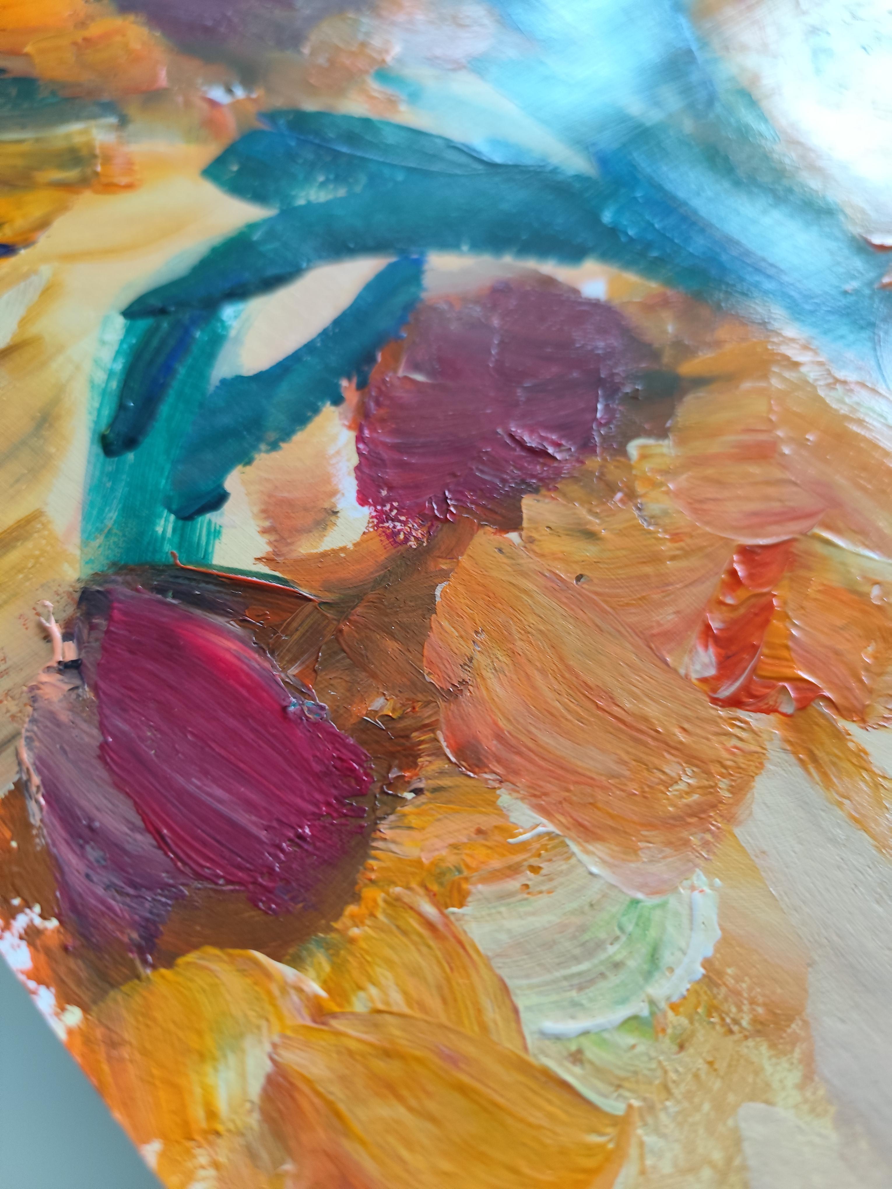 Contemporary impressionist floral acrylic painting paper 