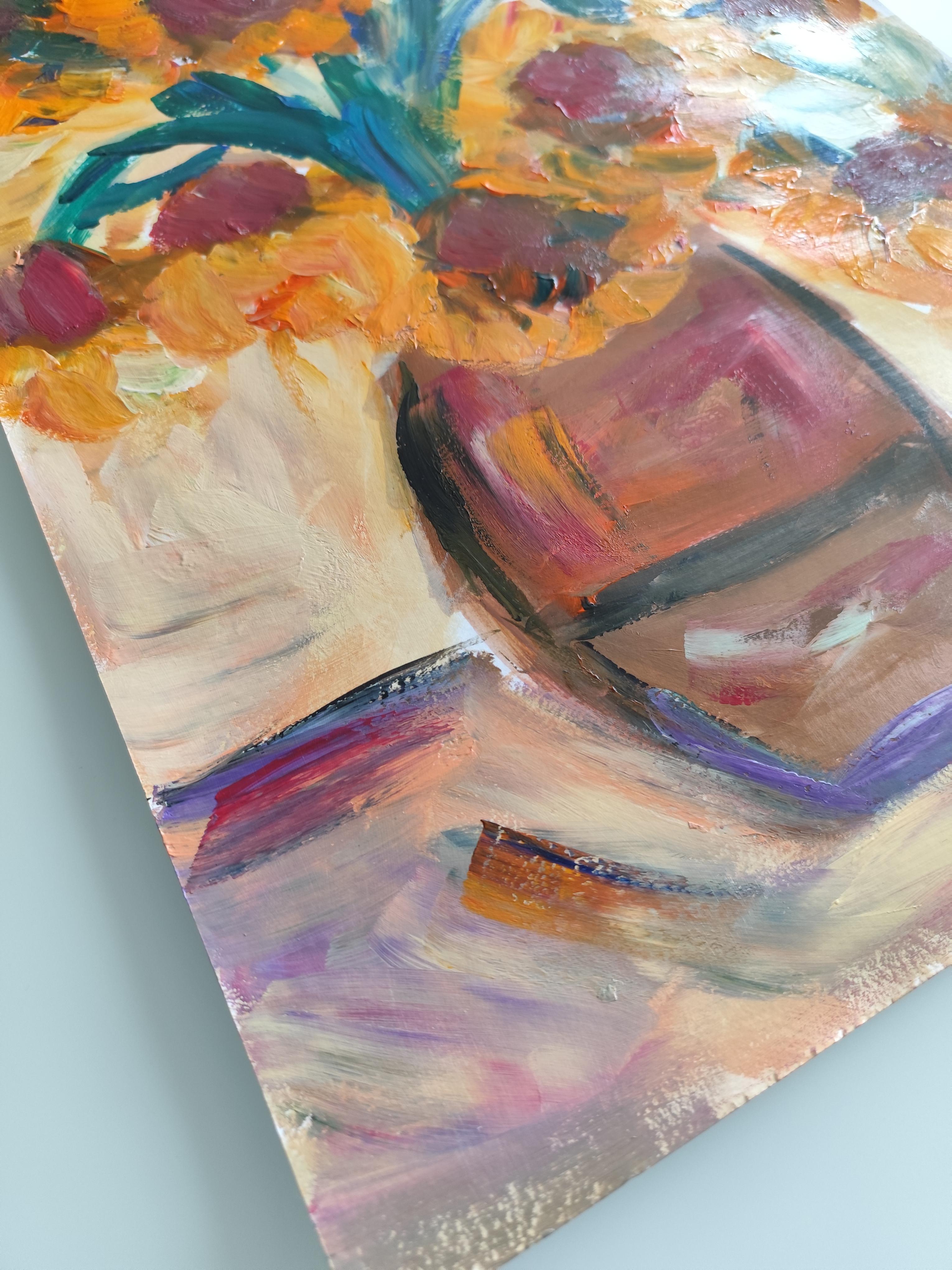 Contemporary impressionist floral acrylic painting paper 