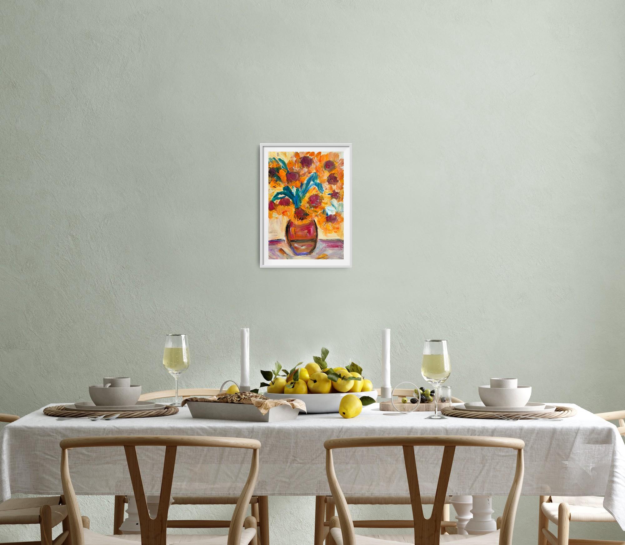 Contemporary impressionist floral acrylic painting paper 