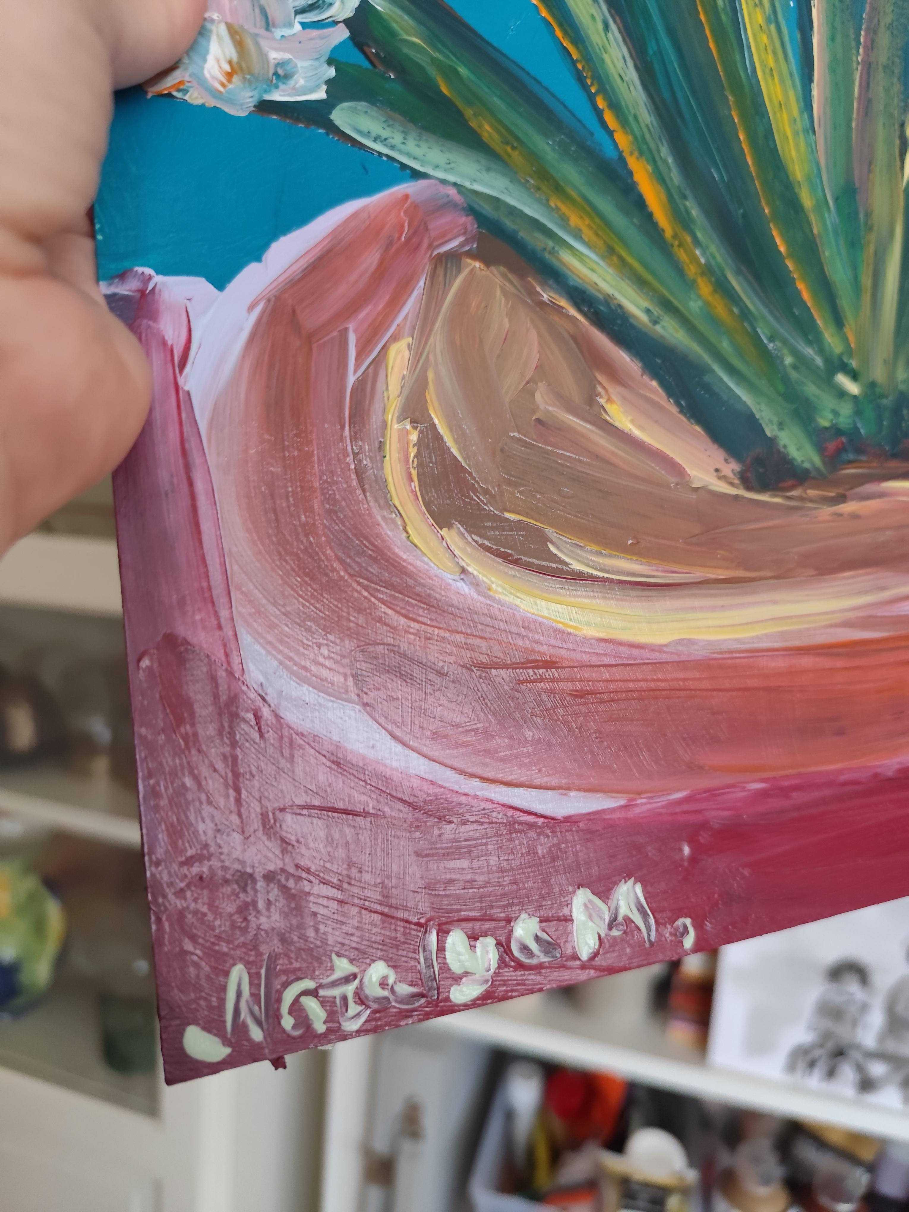 Peinture acrylique florale impressionniste contemporaine sur papier 
