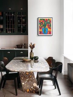 Quadro floreale impressionista contemporaneo bouquet di fiori "Sussurri rossi"