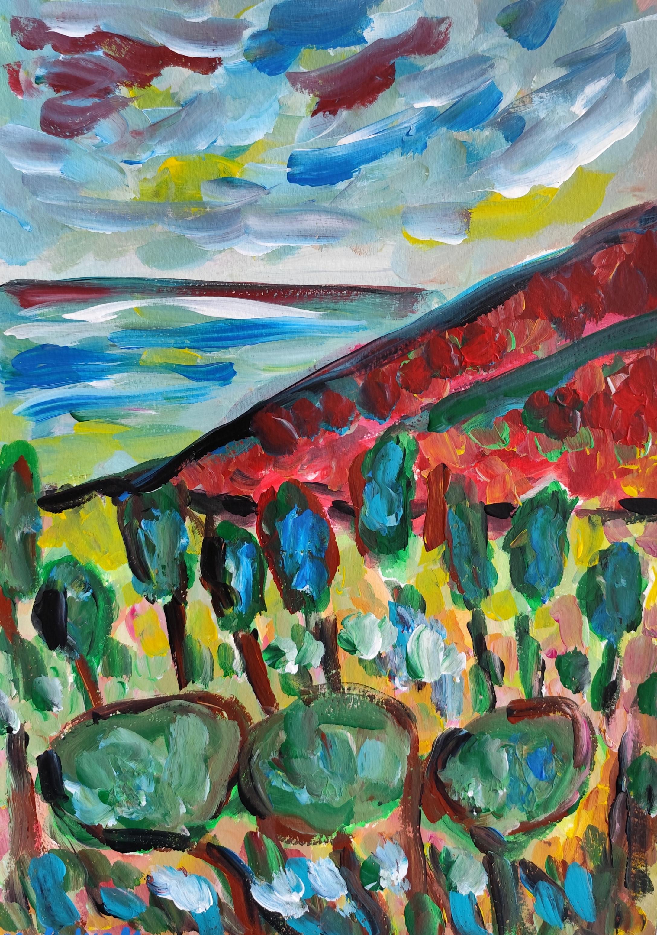 Contemporary impressionist nature landscape painting "Tranquil Provence"