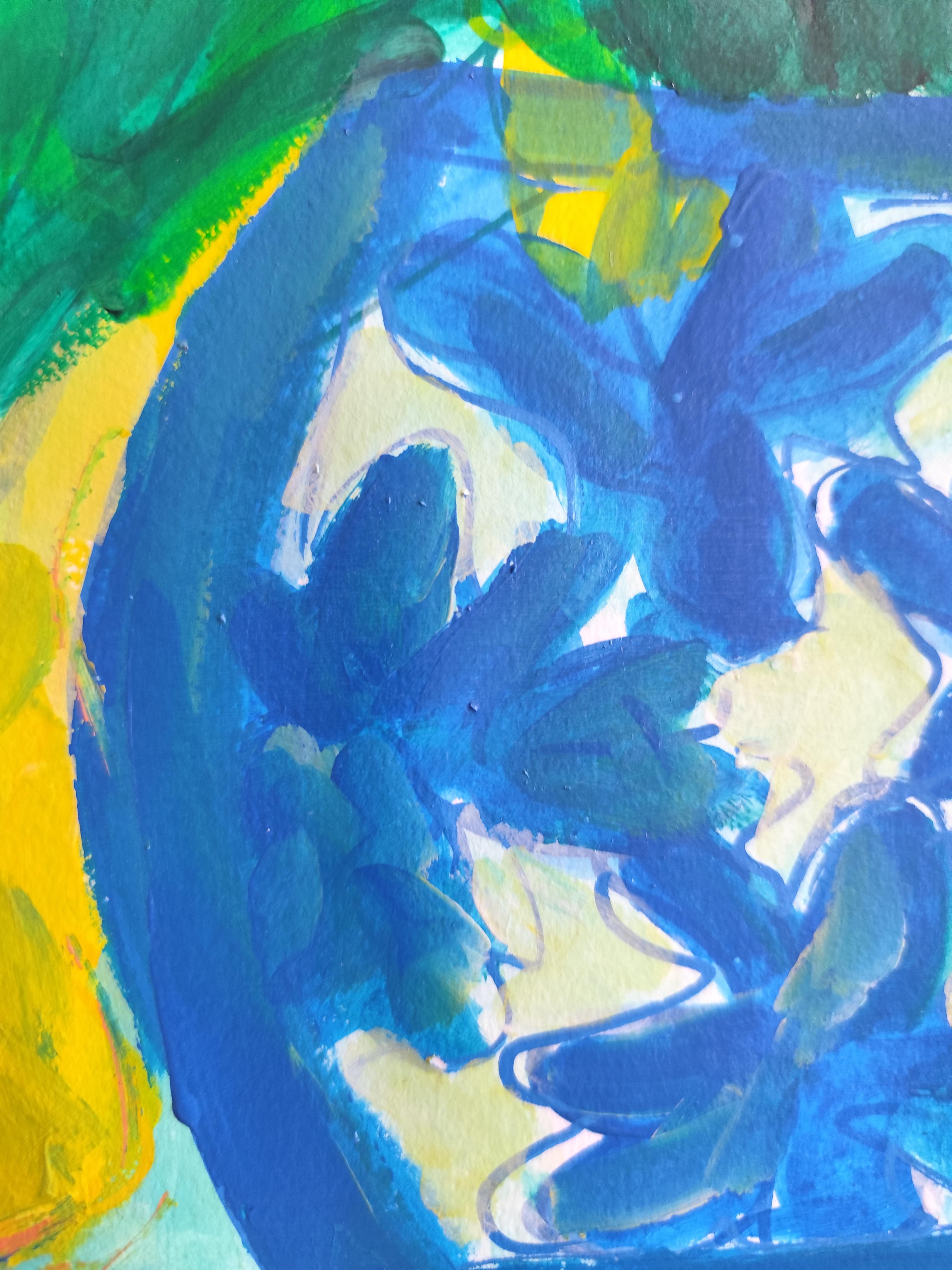 Contemporary  impressionist still life floral painting on paper 
