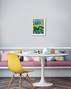 Contemporain  nature morte impressionniste peinture florale sur papier "Fenêtre de joie"