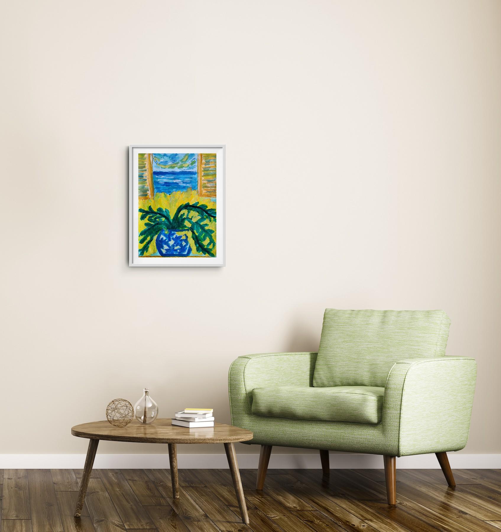 Contemporary  impressionist still life floral painting on paper 
