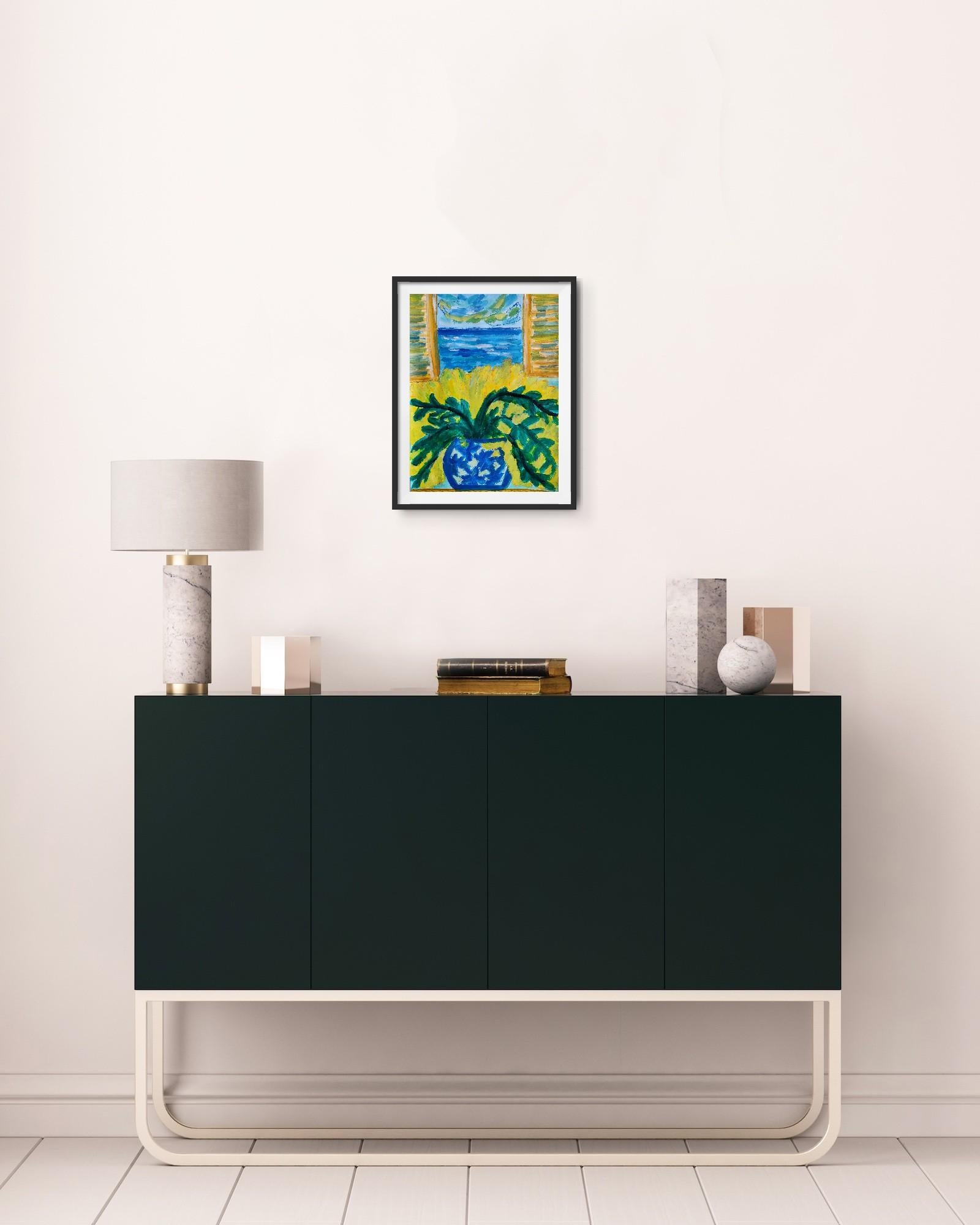 This contemporary expressionist still life titled “The Window of Joy” by French artist Natalya Mougenot emerges as a vivid meditation on simplicity, presence, and emotional authenticity. Part of her ongoing series devoted to the quiet beauty of