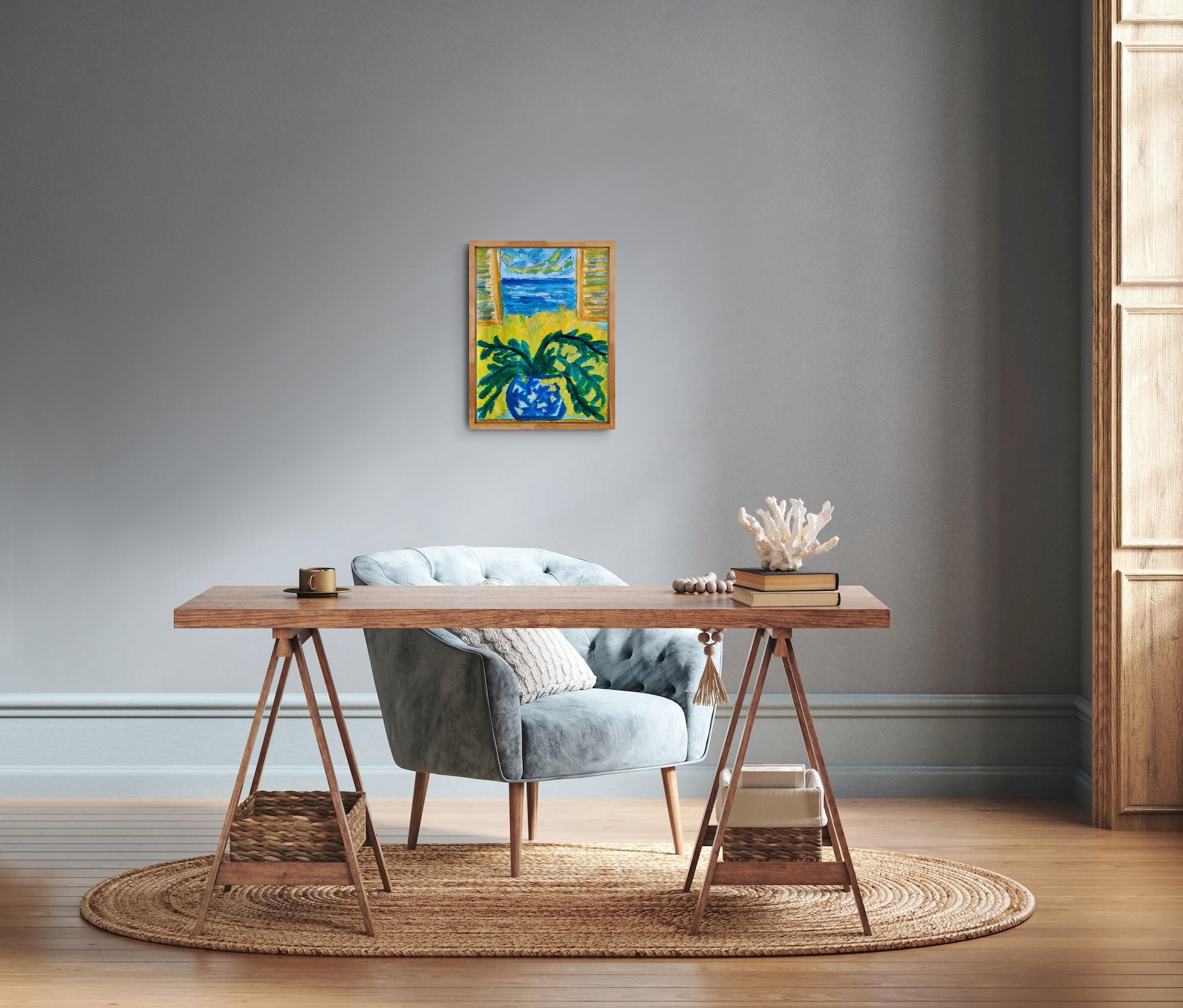 Contemporary  impressionist still life floral painting on paper 