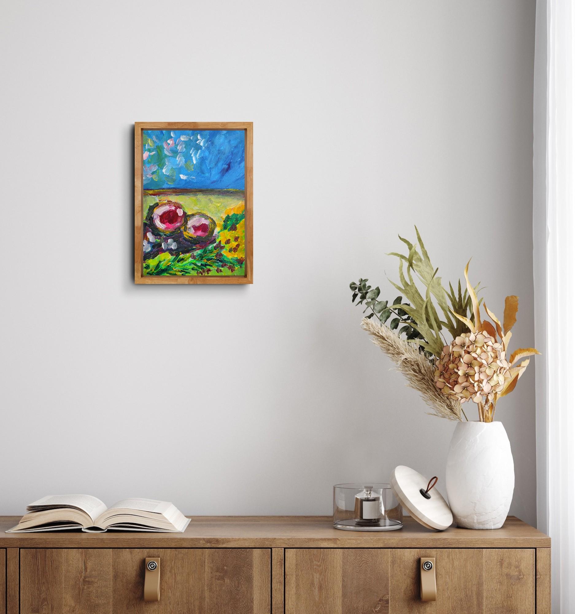 Zeitgenössisch  Impressionistisches Stilleben auf Papier 