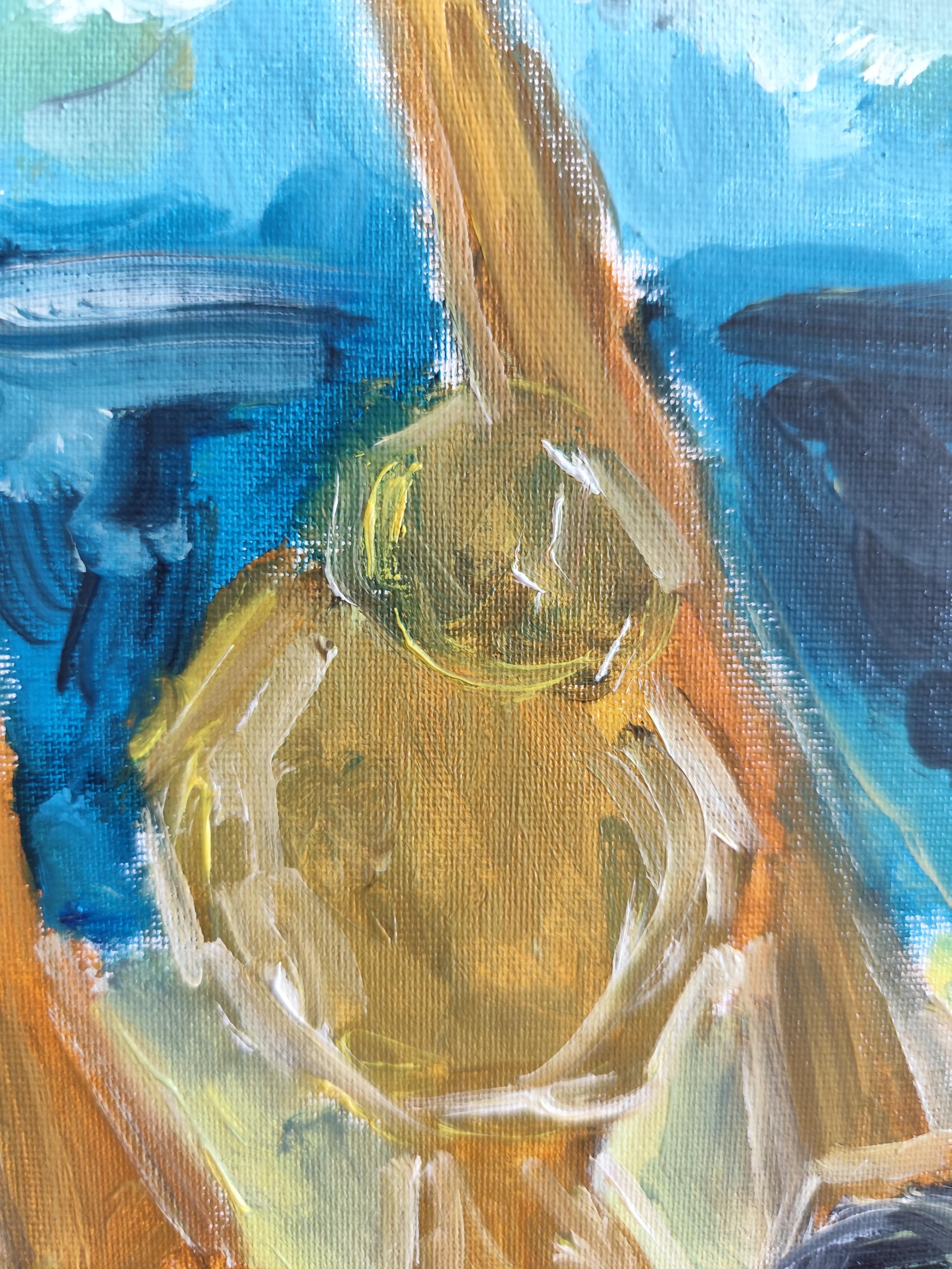 Contemporary impressionist woman oil painting on cardboard 