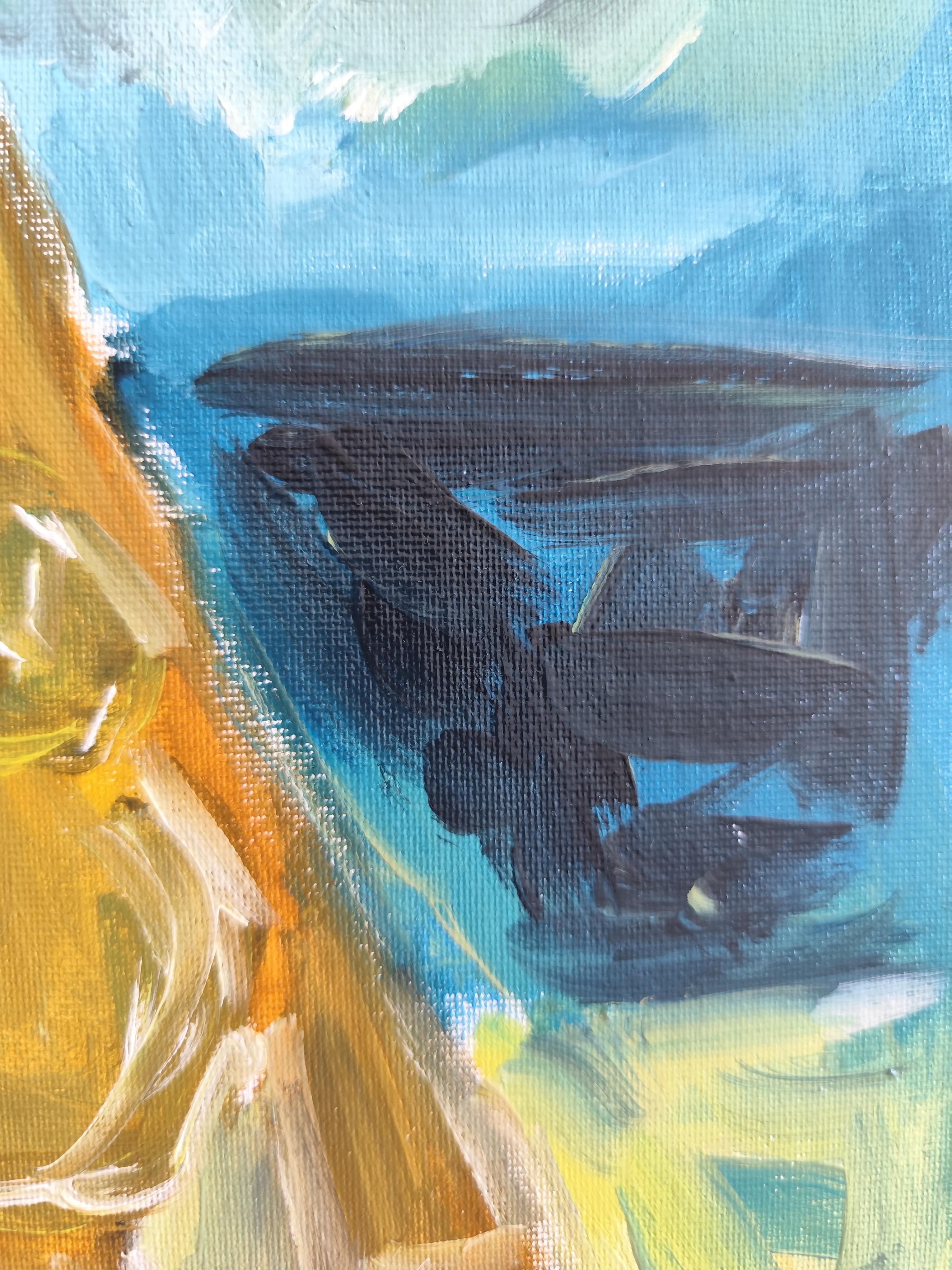 Contemporary impressionist woman oil painting on cardboard 