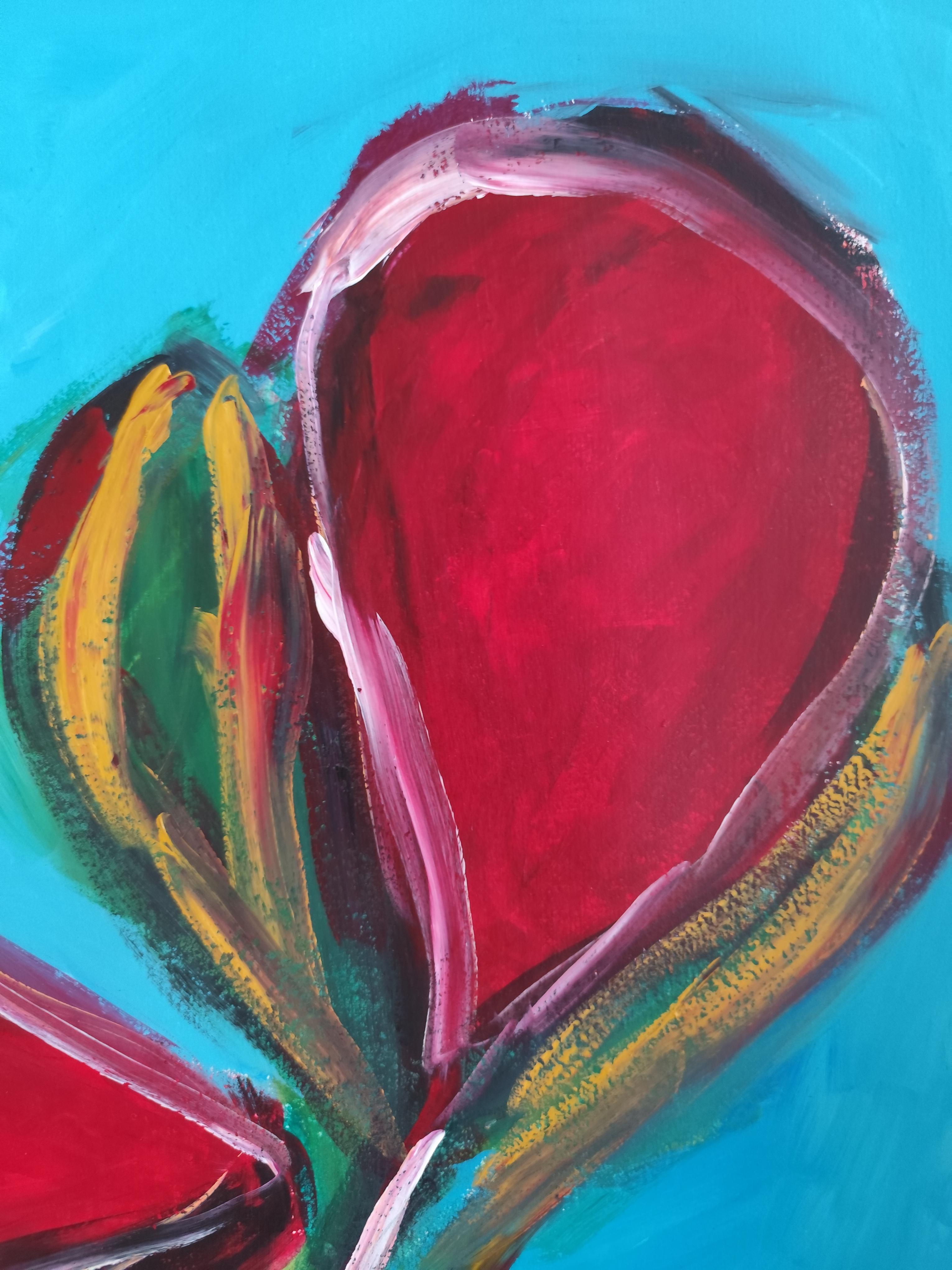 Zeitgenössische große abstrakte expressionistische Blumenmalerei 