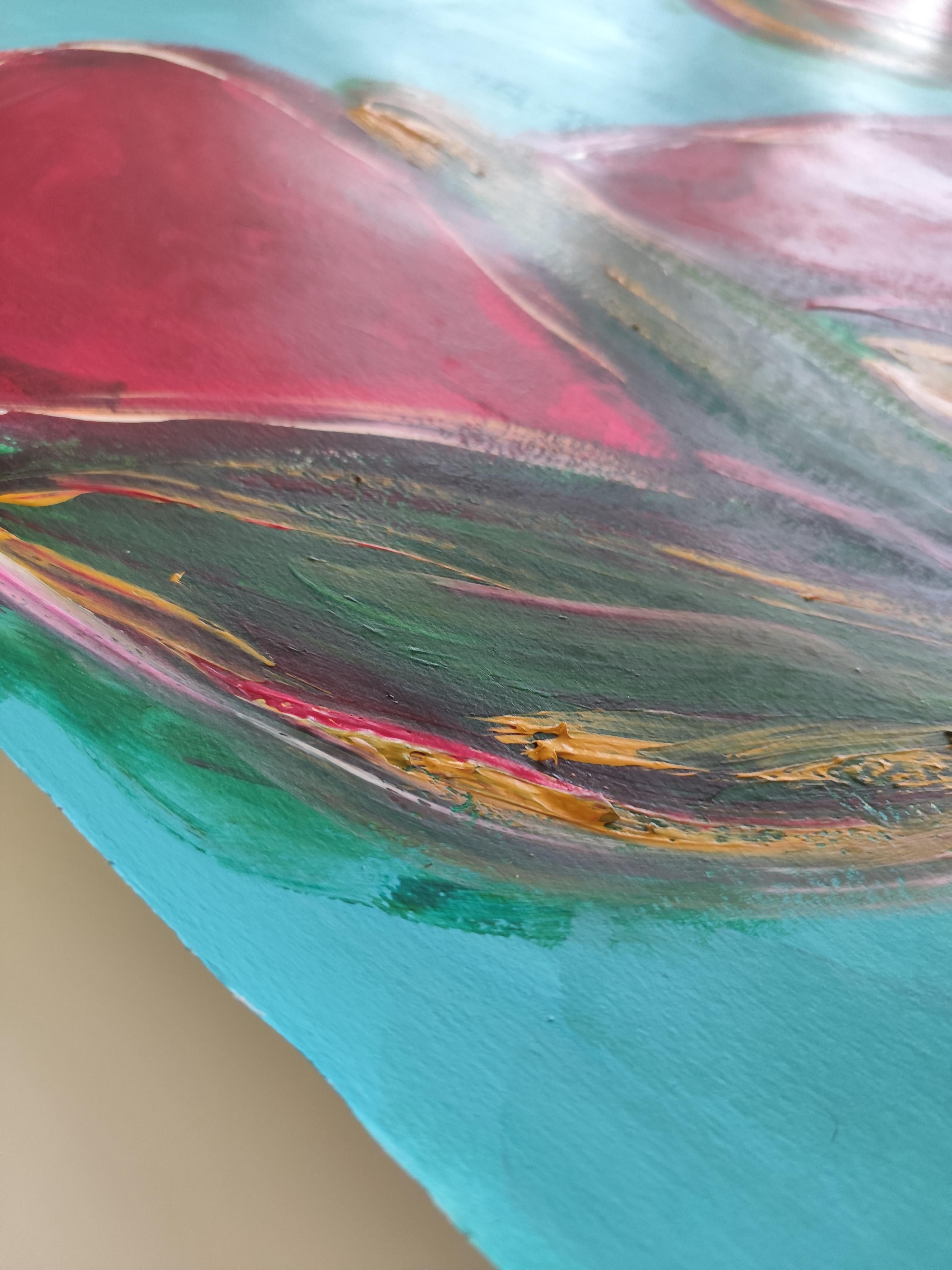 Zeitgenössische große abstrakte expressionistische Blumenmalerei 