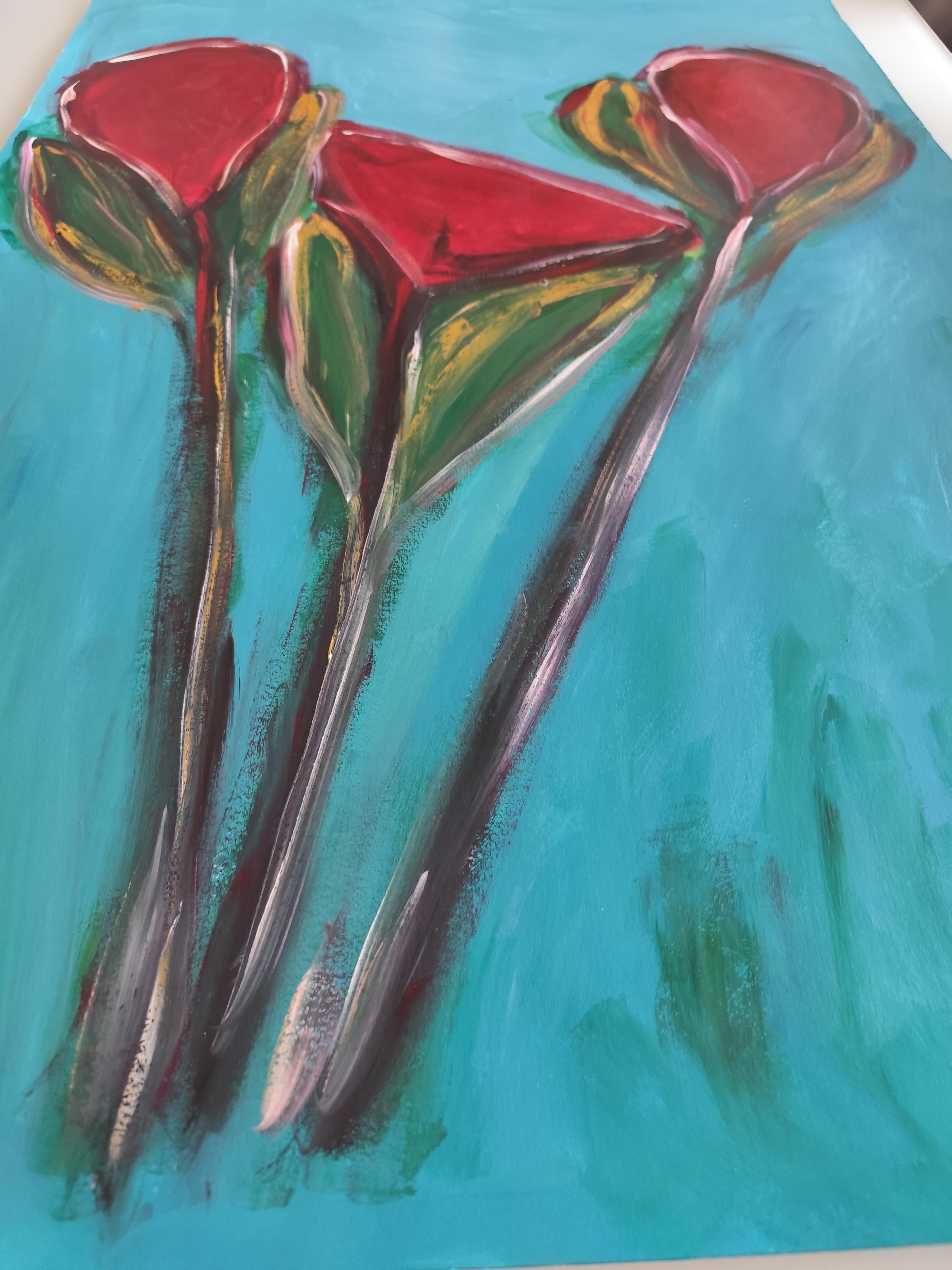 Zeitgenössische große abstrakte expressionistische Blumenmalerei 