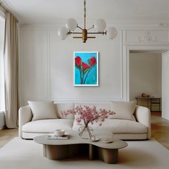 Contemporary large abstract expressionist floral painting "Just flowers"