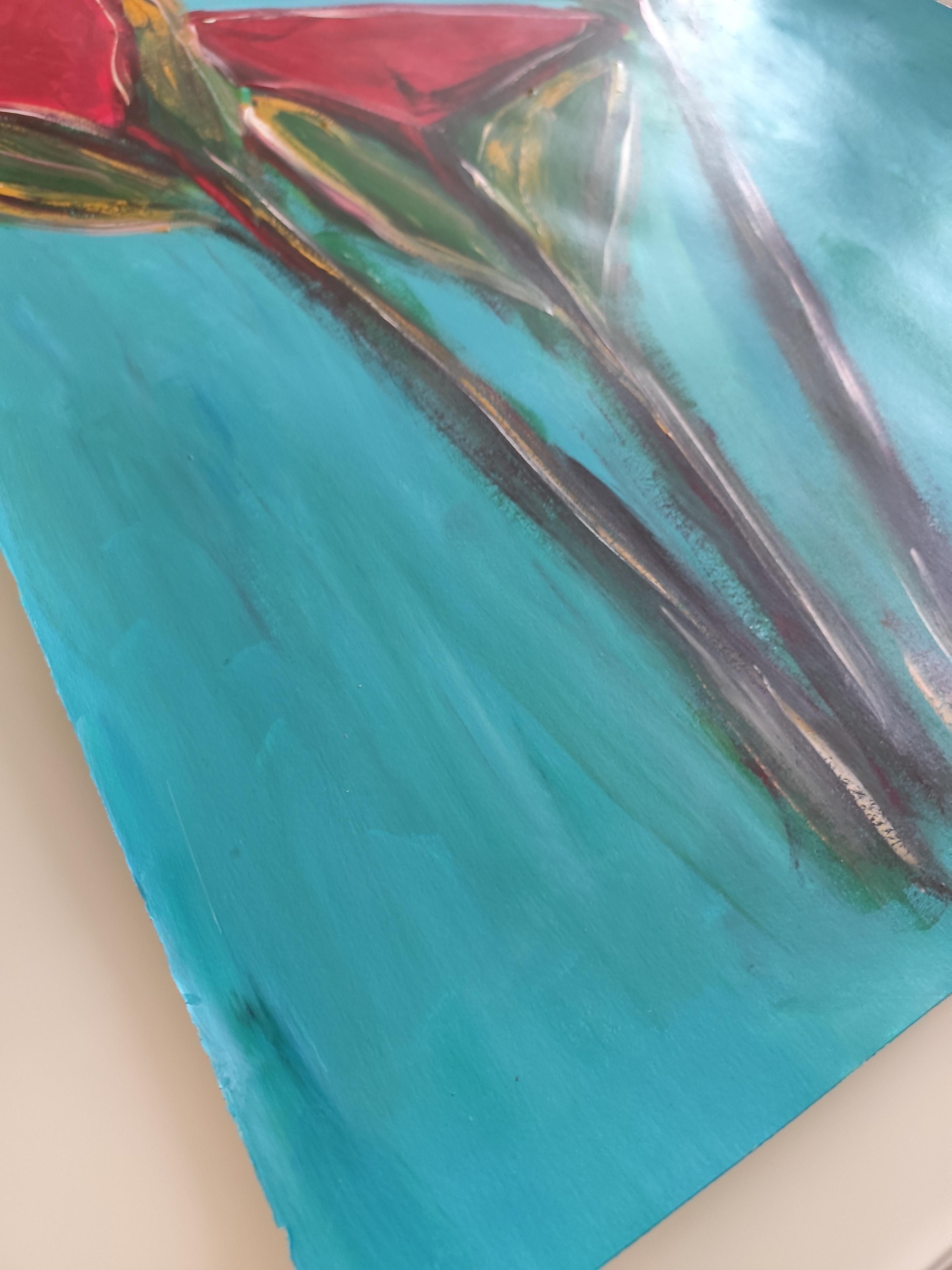 Zeitgenössische große abstrakte expressionistische Blumenmalerei 