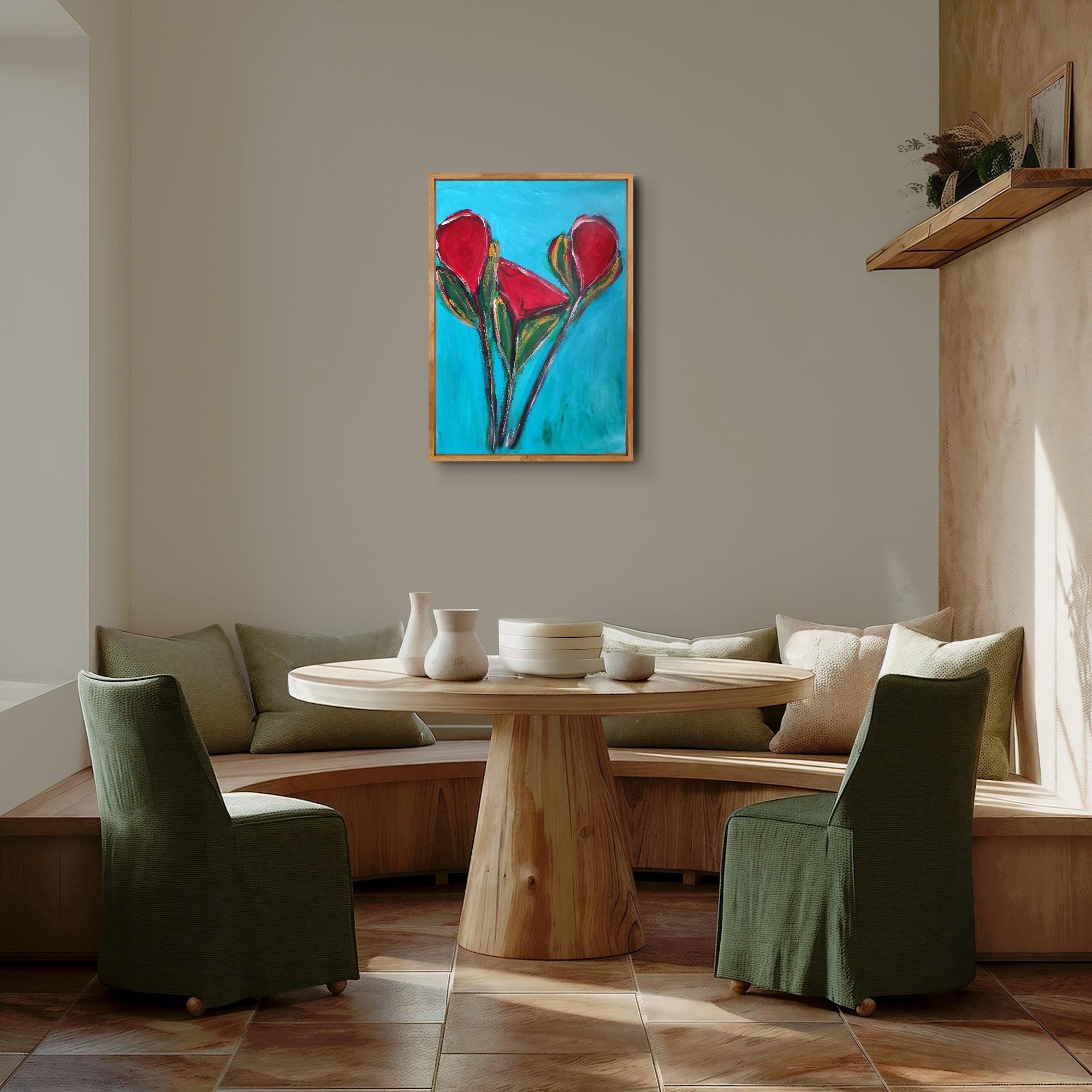 Zeitgenössische große abstrakte expressionistische Blumenmalerei 