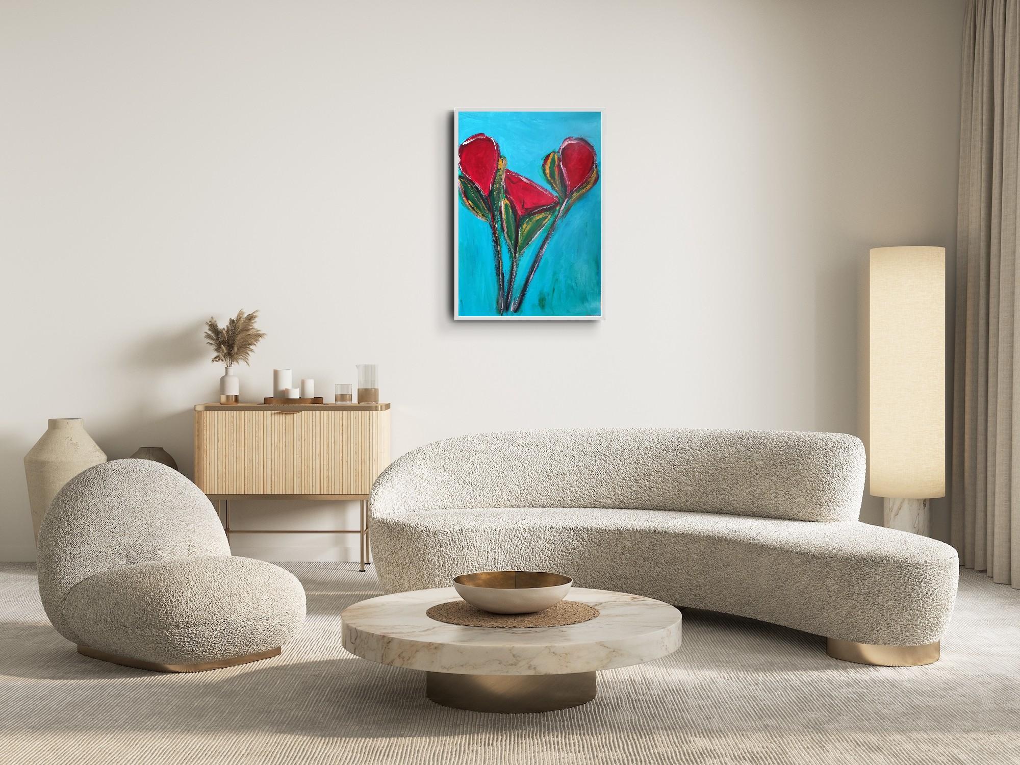 Zeitgenössische große abstrakte expressionistische Blumenmalerei 