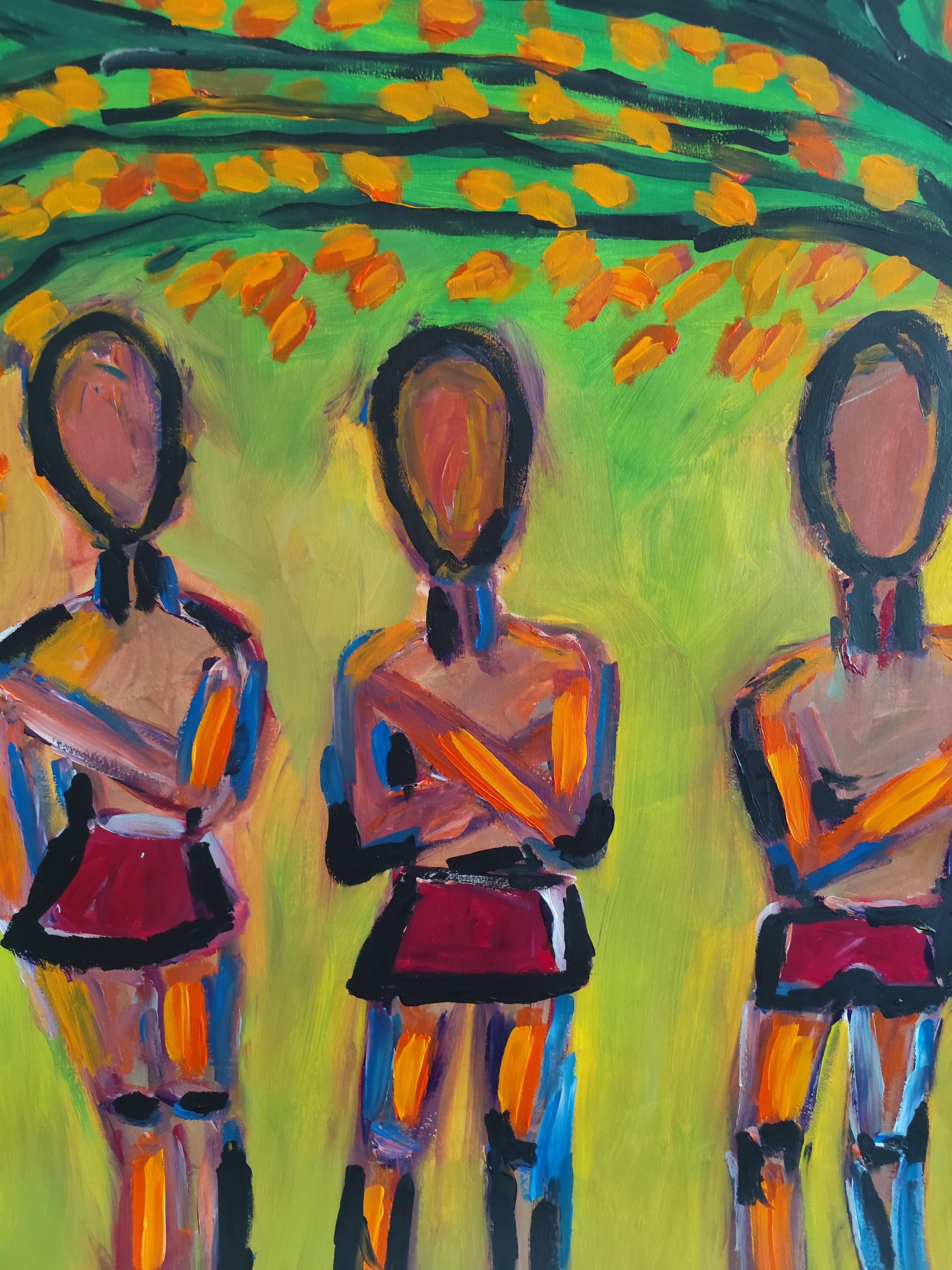 Contemporary large abstract figurative painting  of figures 