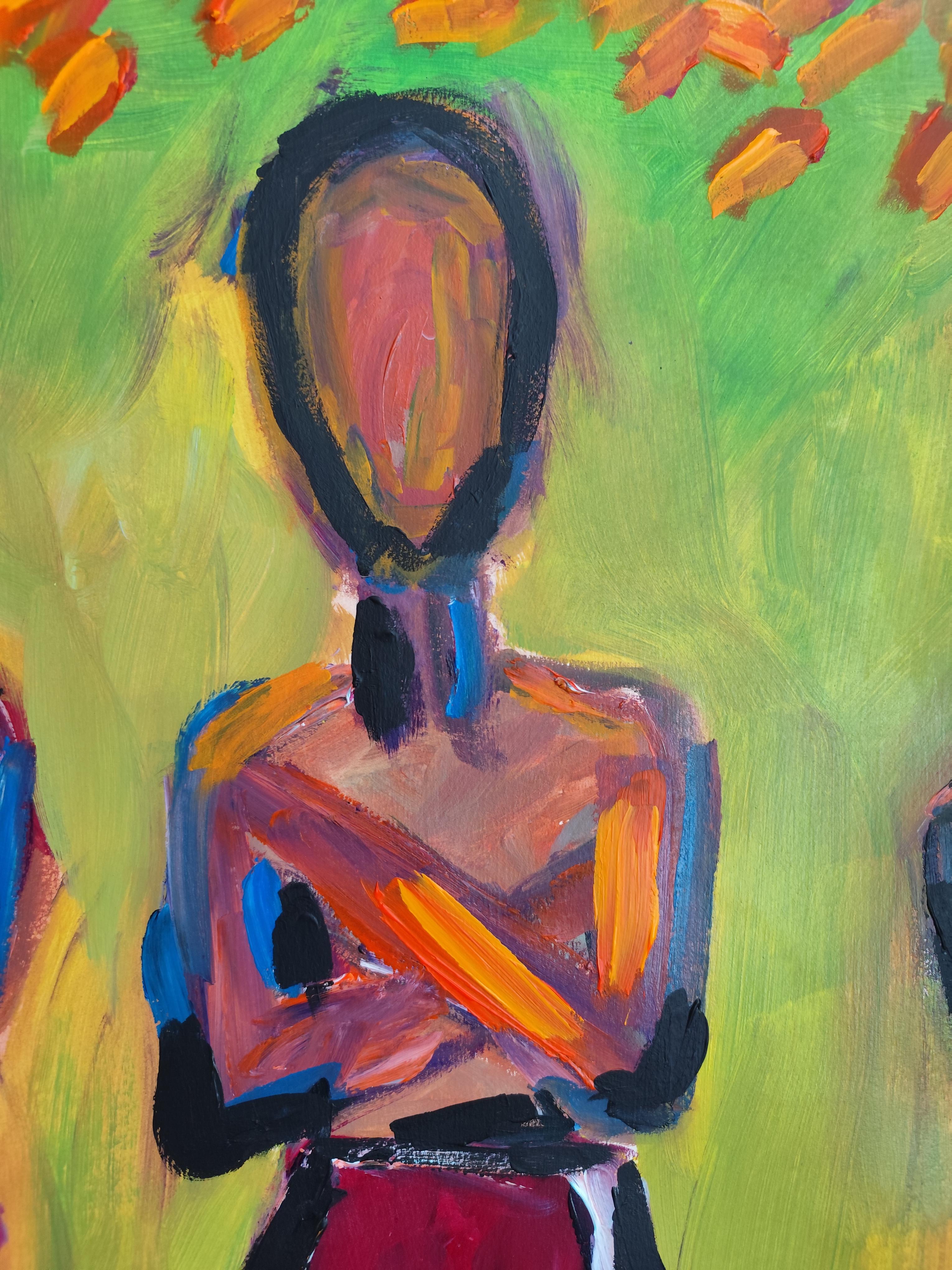 Contemporary large abstract figurative painting  of figures 