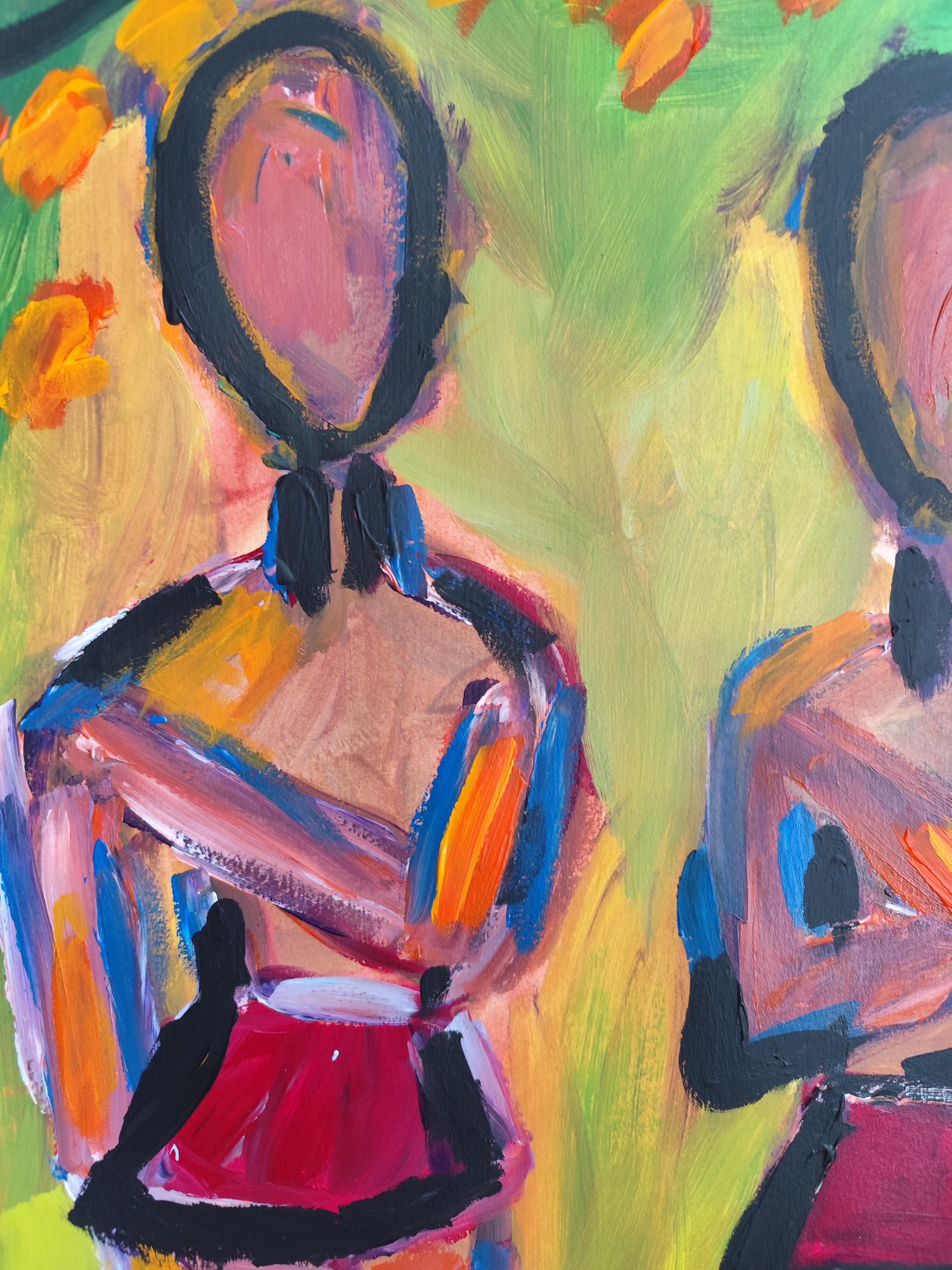 Contemporary large abstract figurative painting  of figures 