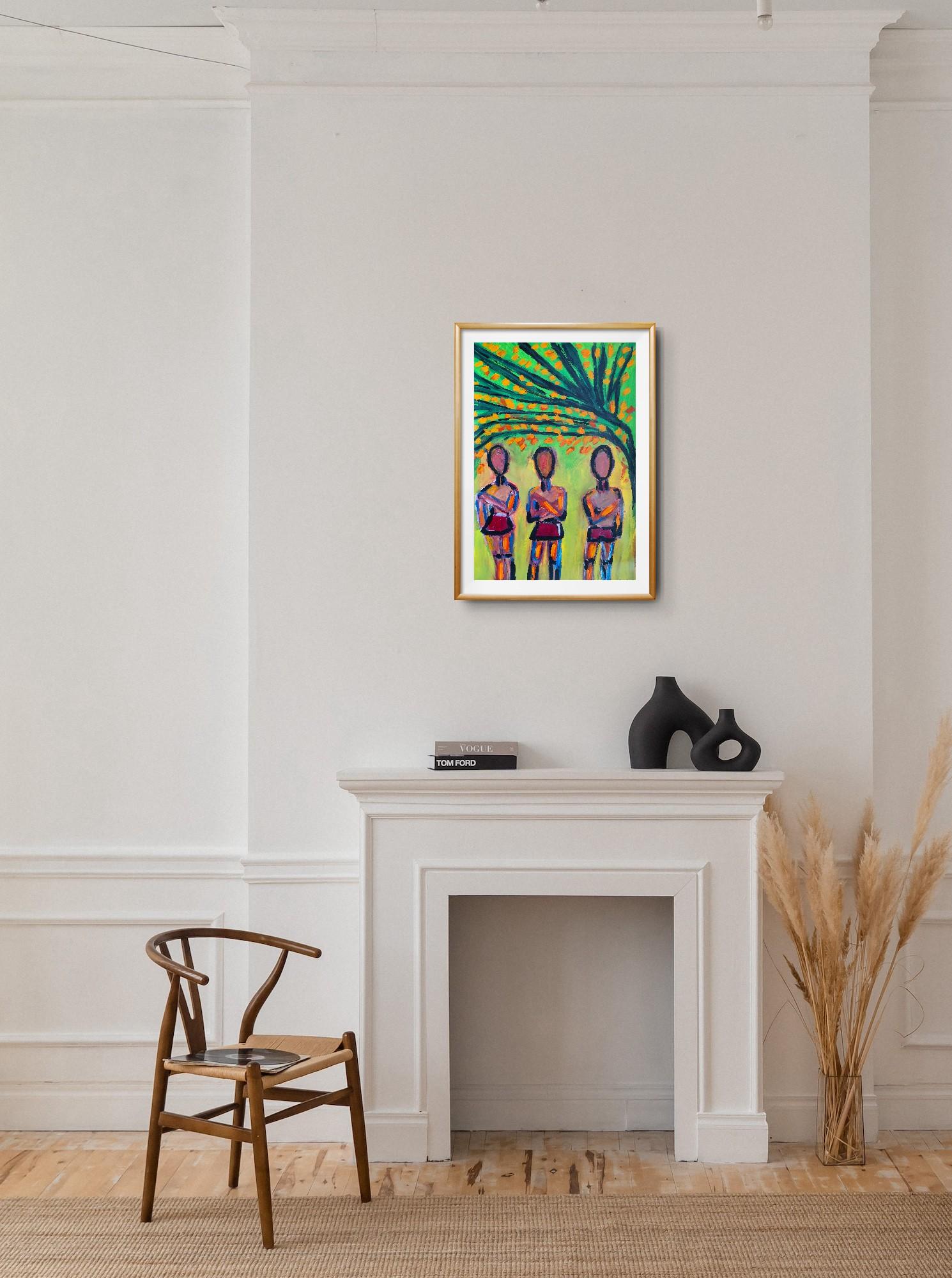 Contemporary large abstract figurative painting  of figures 