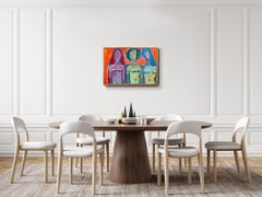 Contemporary large abstract  figurative portrait of three women "Soul Trinity"