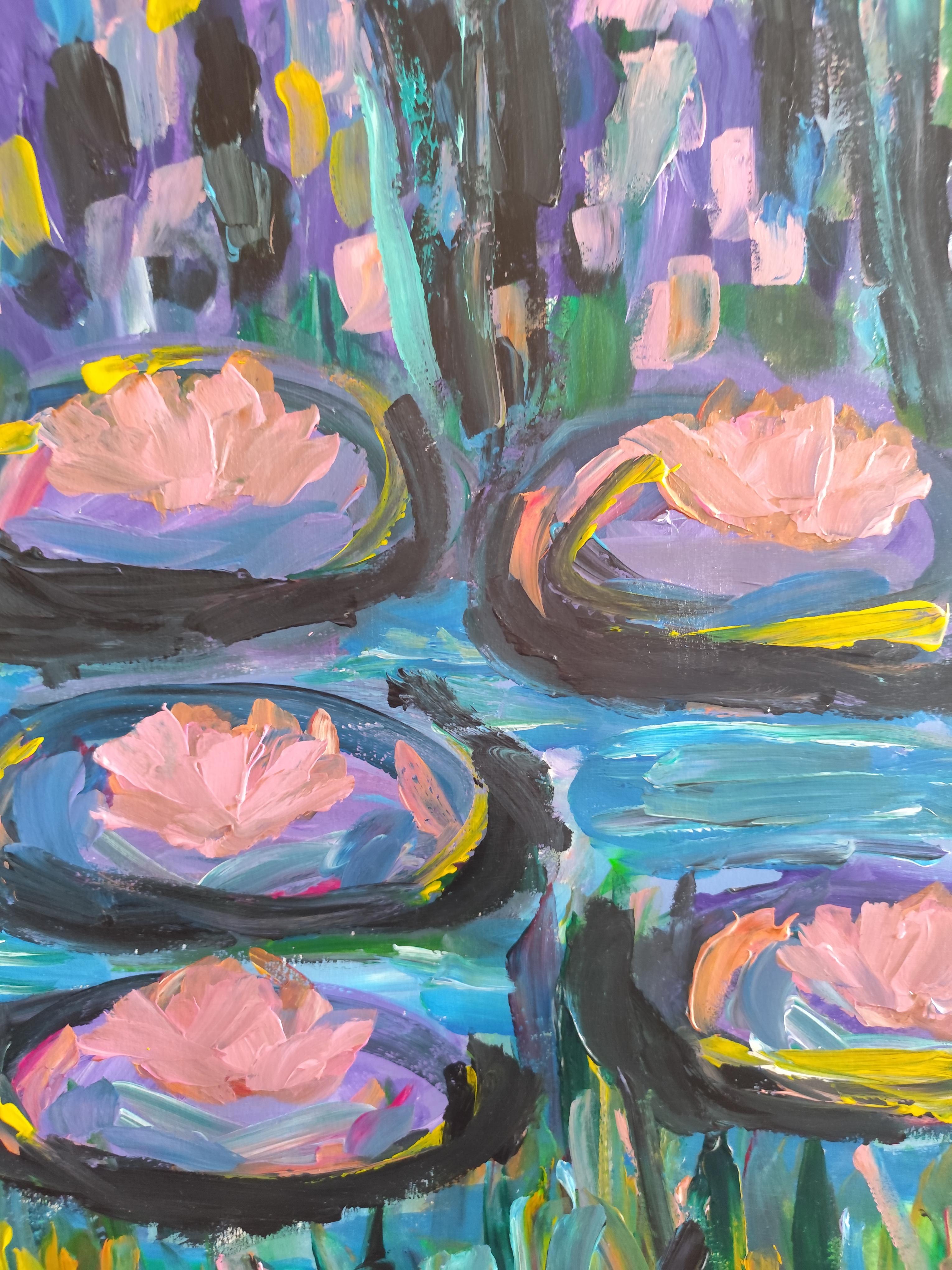 Contemporary large abstract painting inspired by Claude Monet 