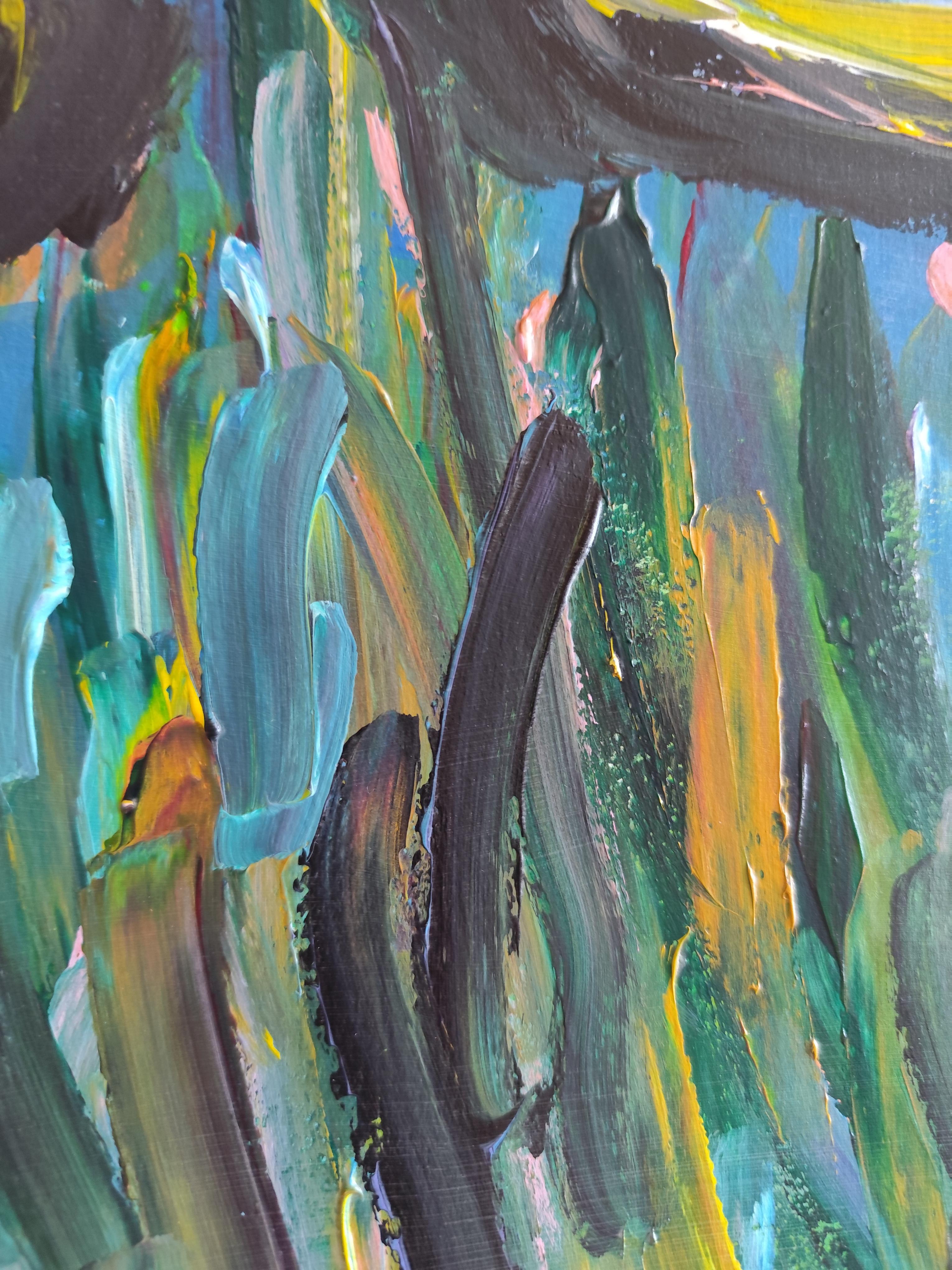 Contemporary large abstract painting inspired by Claude Monet 