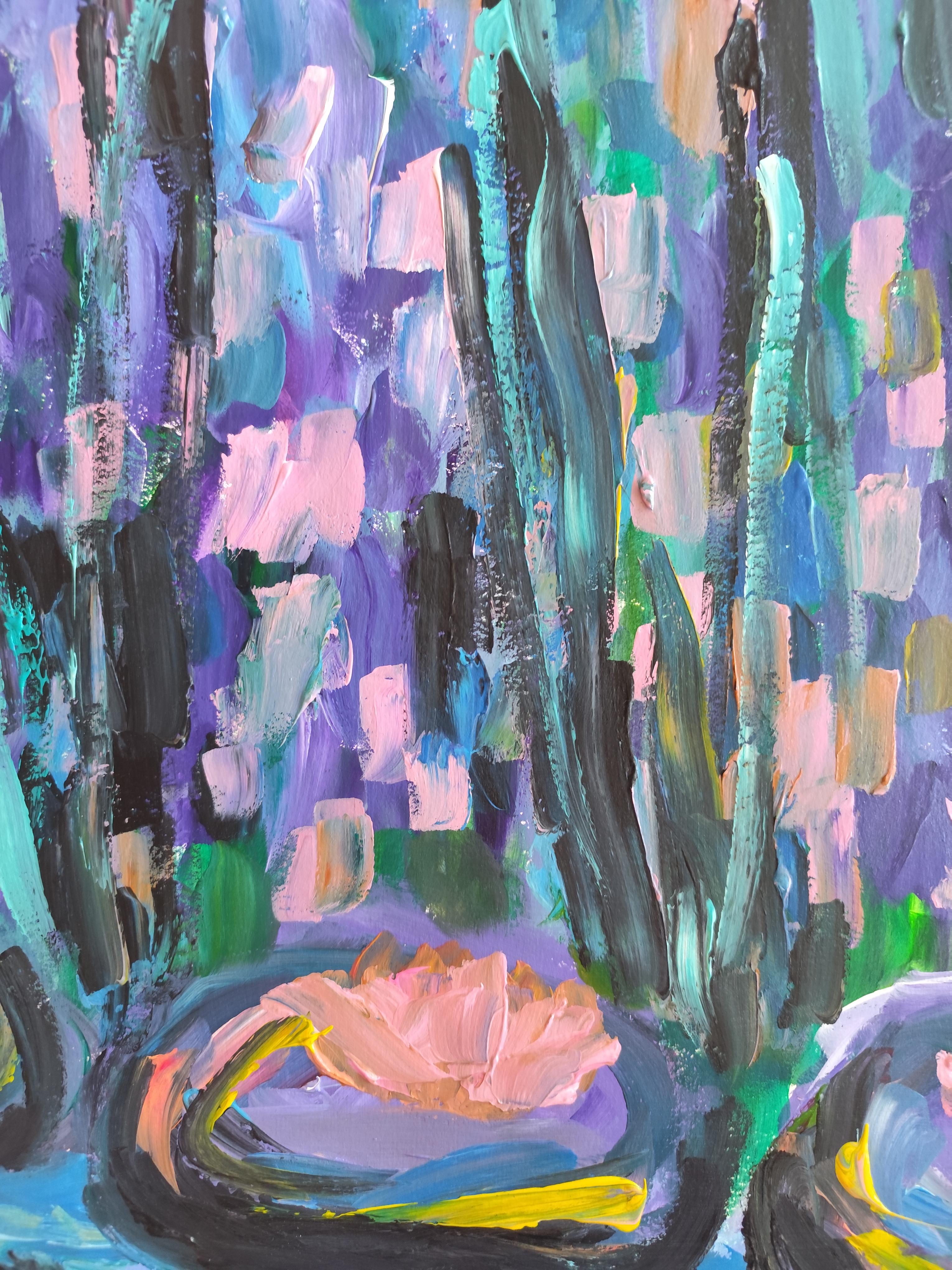 Contemporary large abstract painting inspired by Claude Monet 