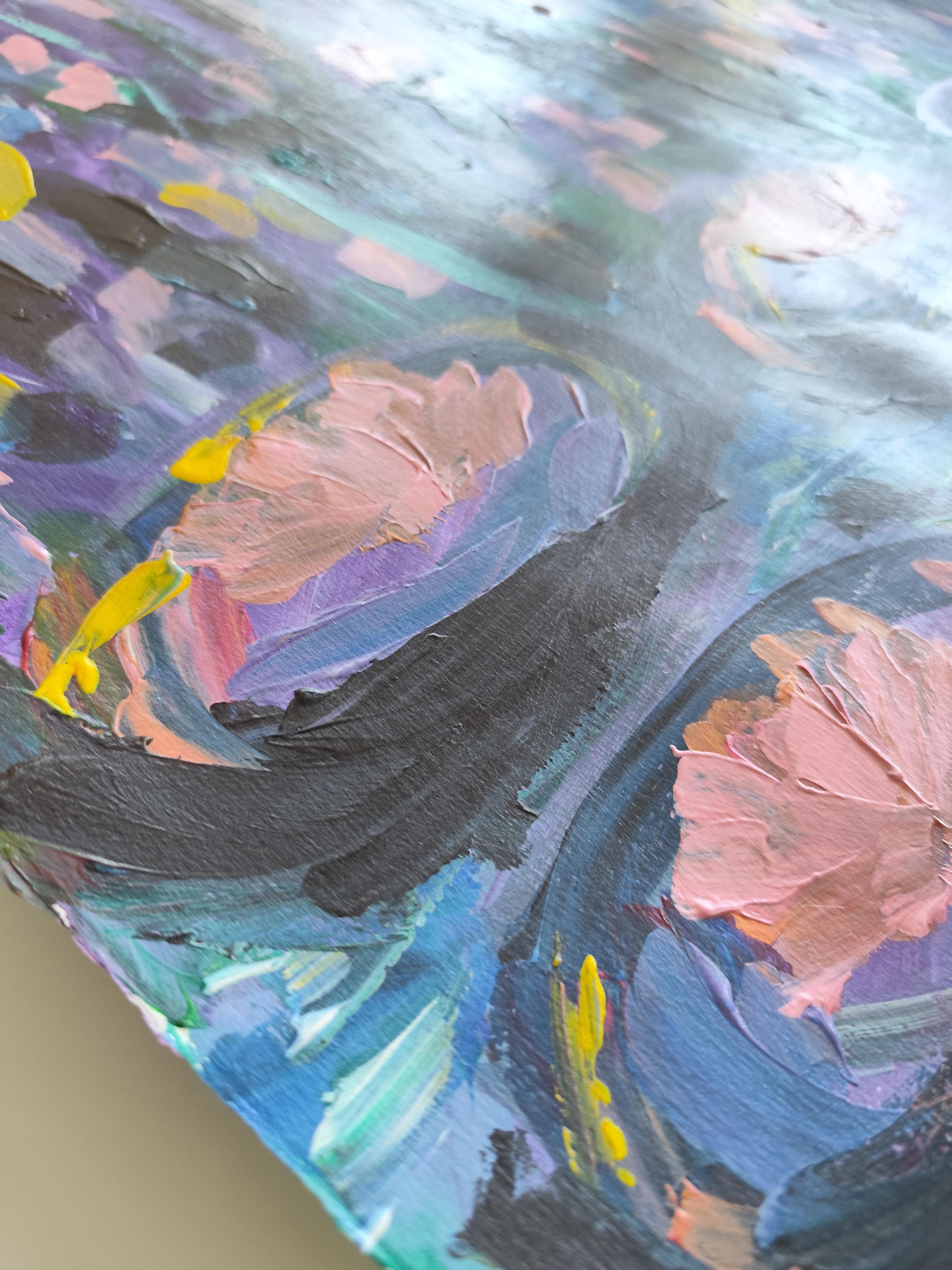 Contemporary large abstract painting inspired by Claude Monet 