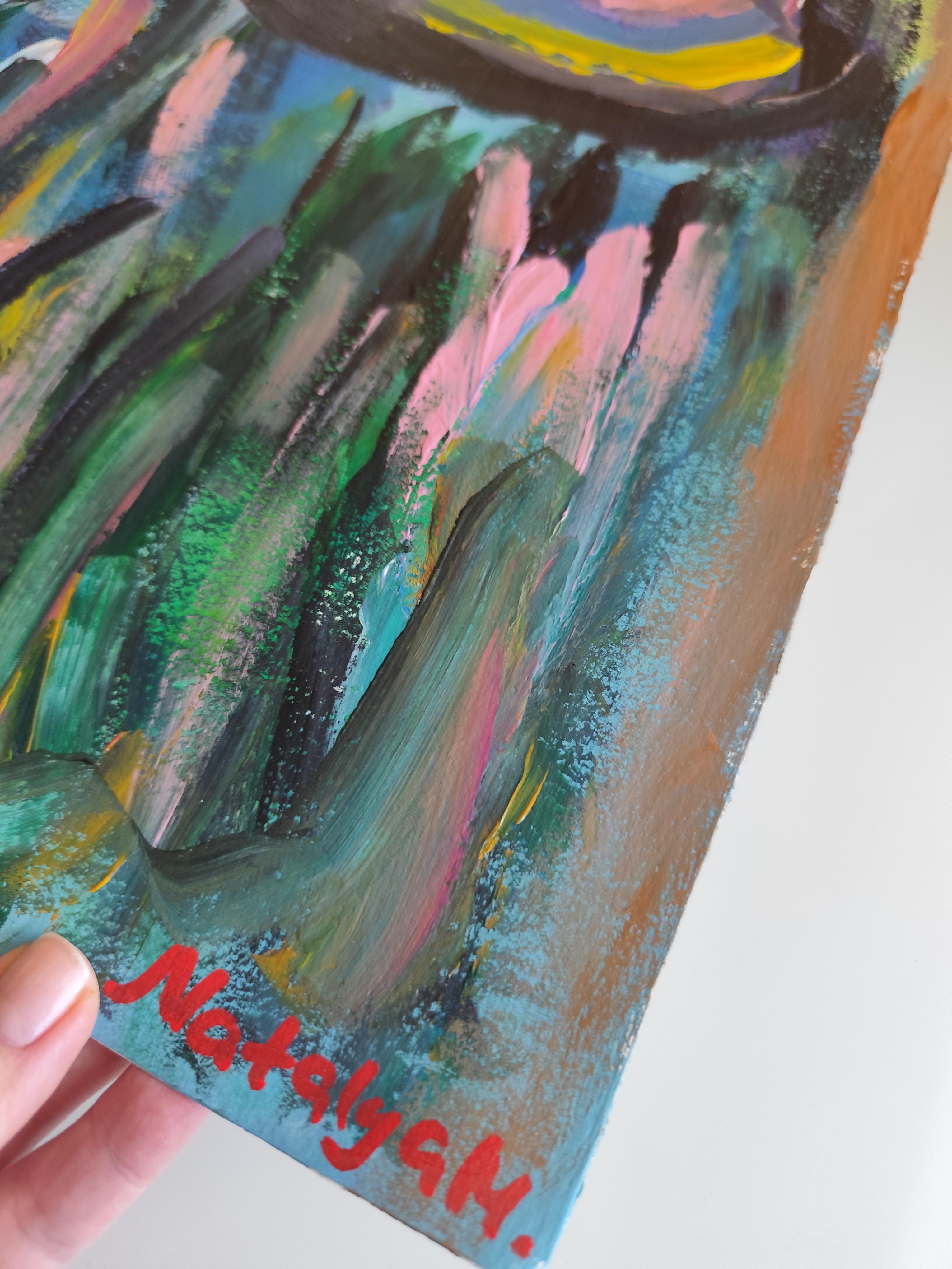 Contemporary large abstract painting inspired by Claude Monet 