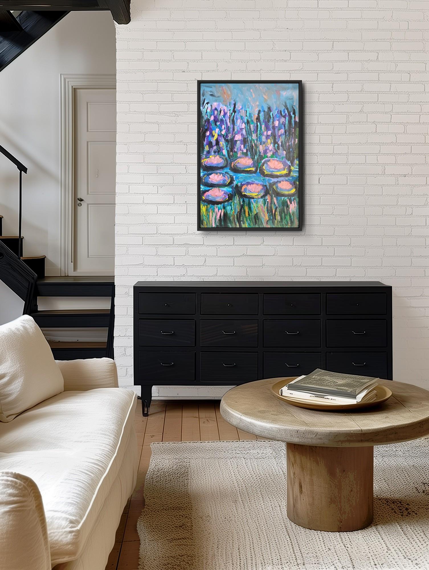 Contemporary large abstract painting inspired by Claude Monet 