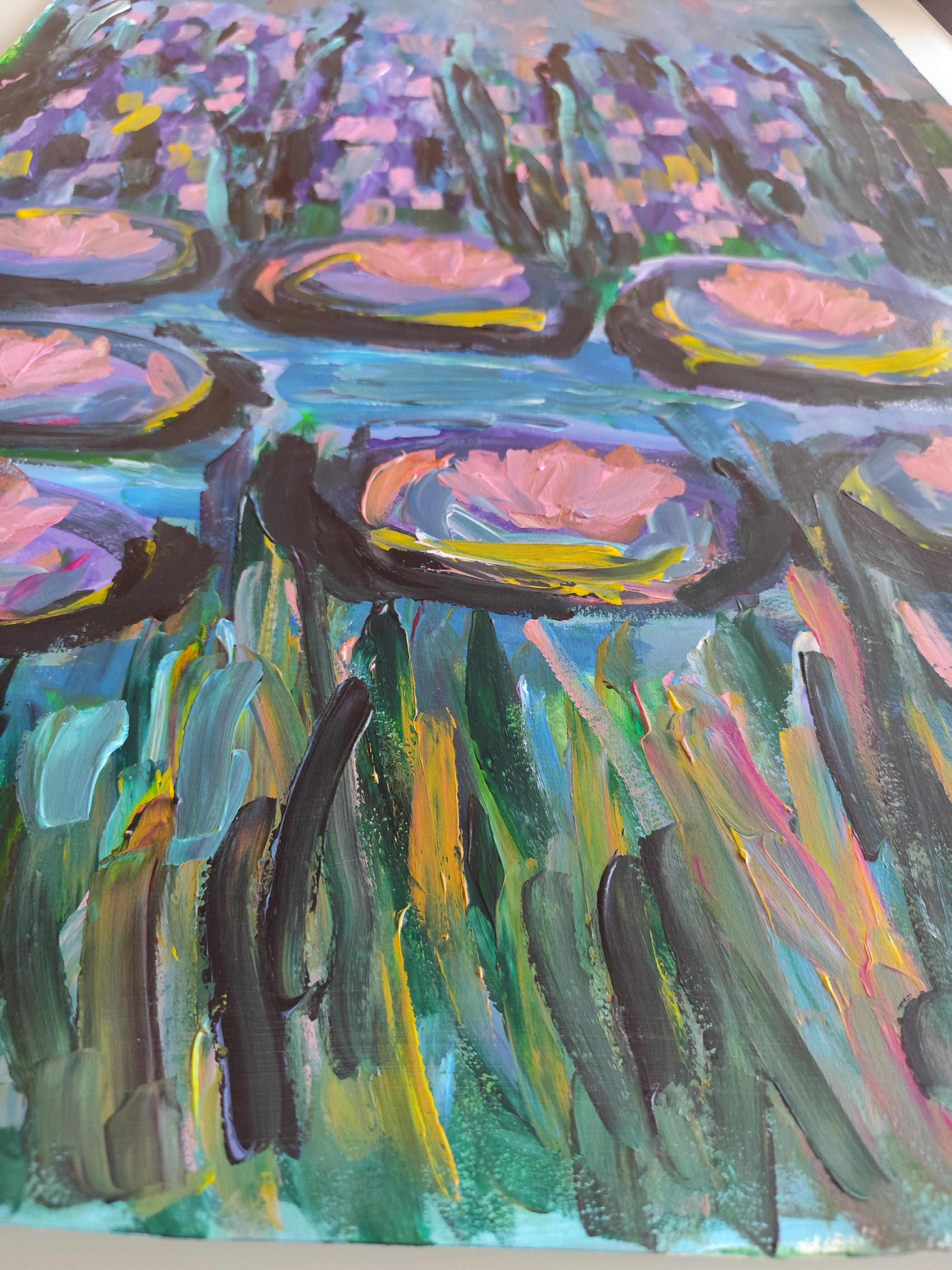 Contemporary large abstract painting inspired by Claude Monet 