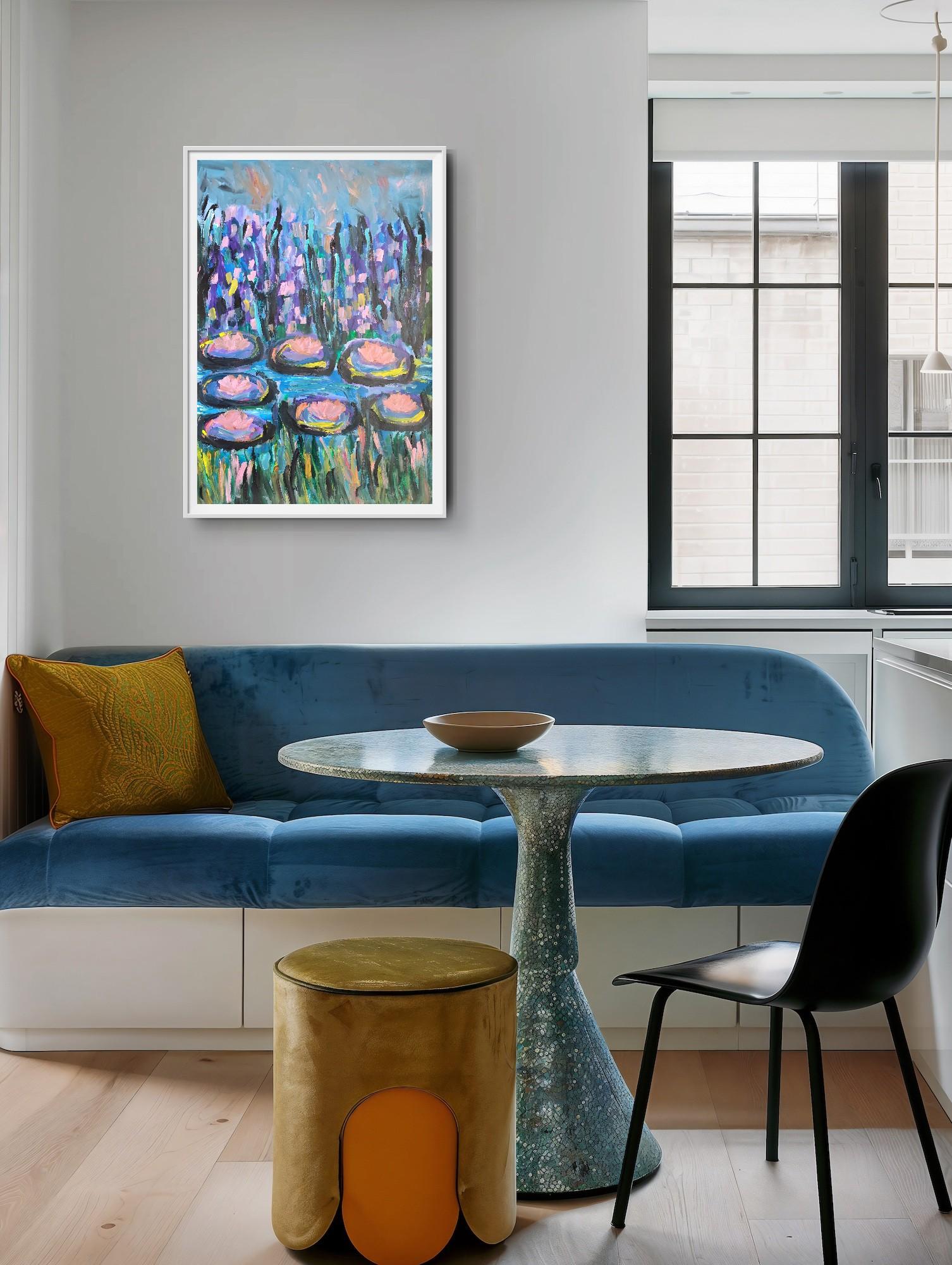 Contemporary large abstract painting inspired by Claude Monet 