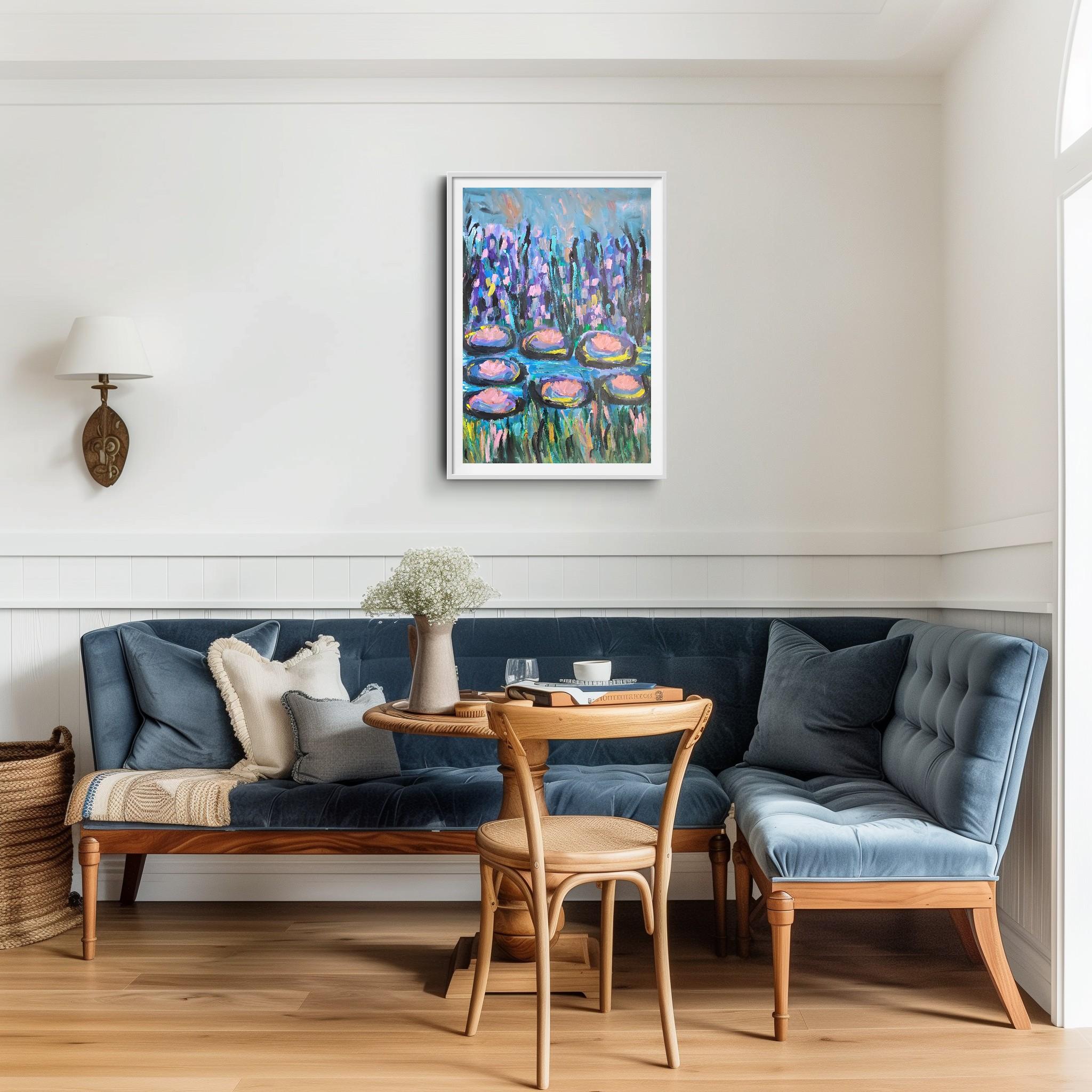 Contemporary large abstract painting inspired by Claude Monet 