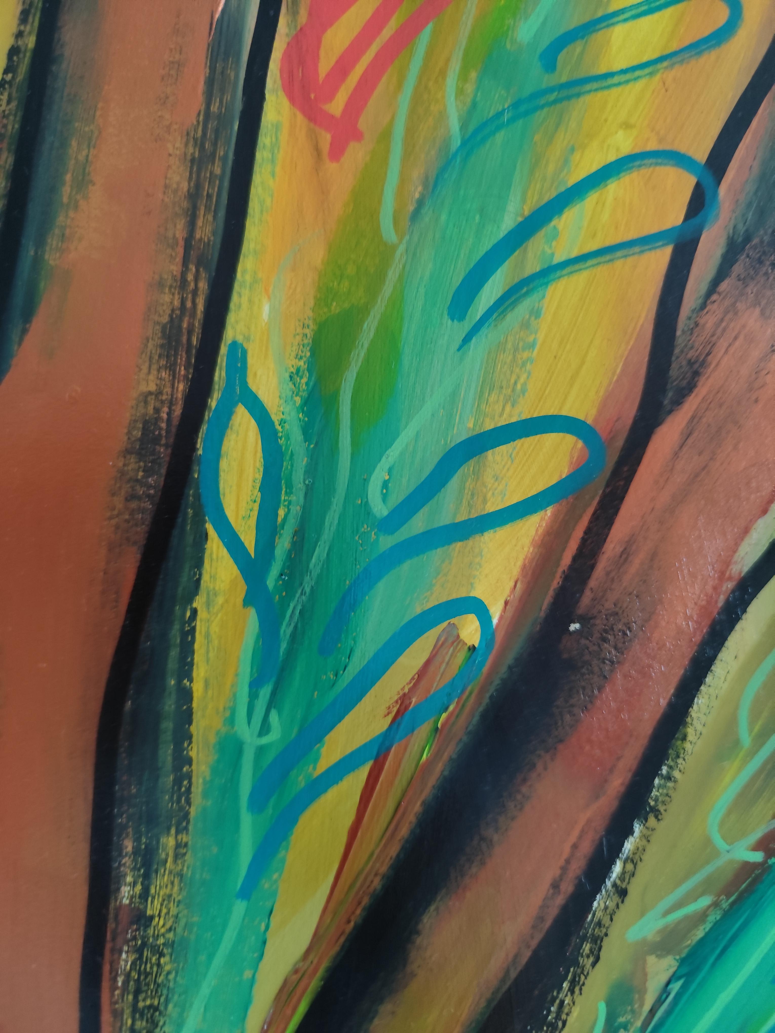 Contemporary large abstract painting nature forest 