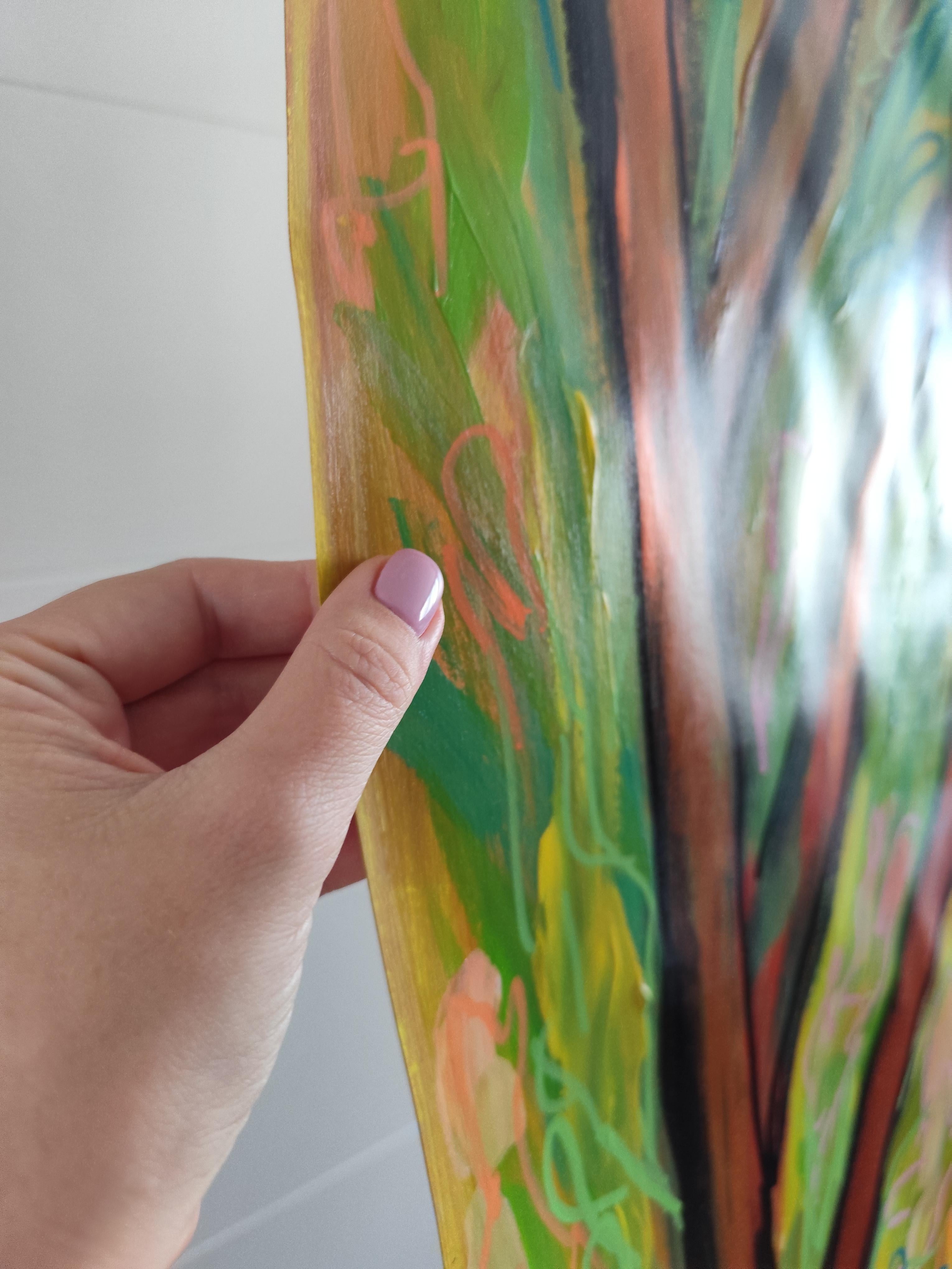 Contemporary large abstract painting nature forest 