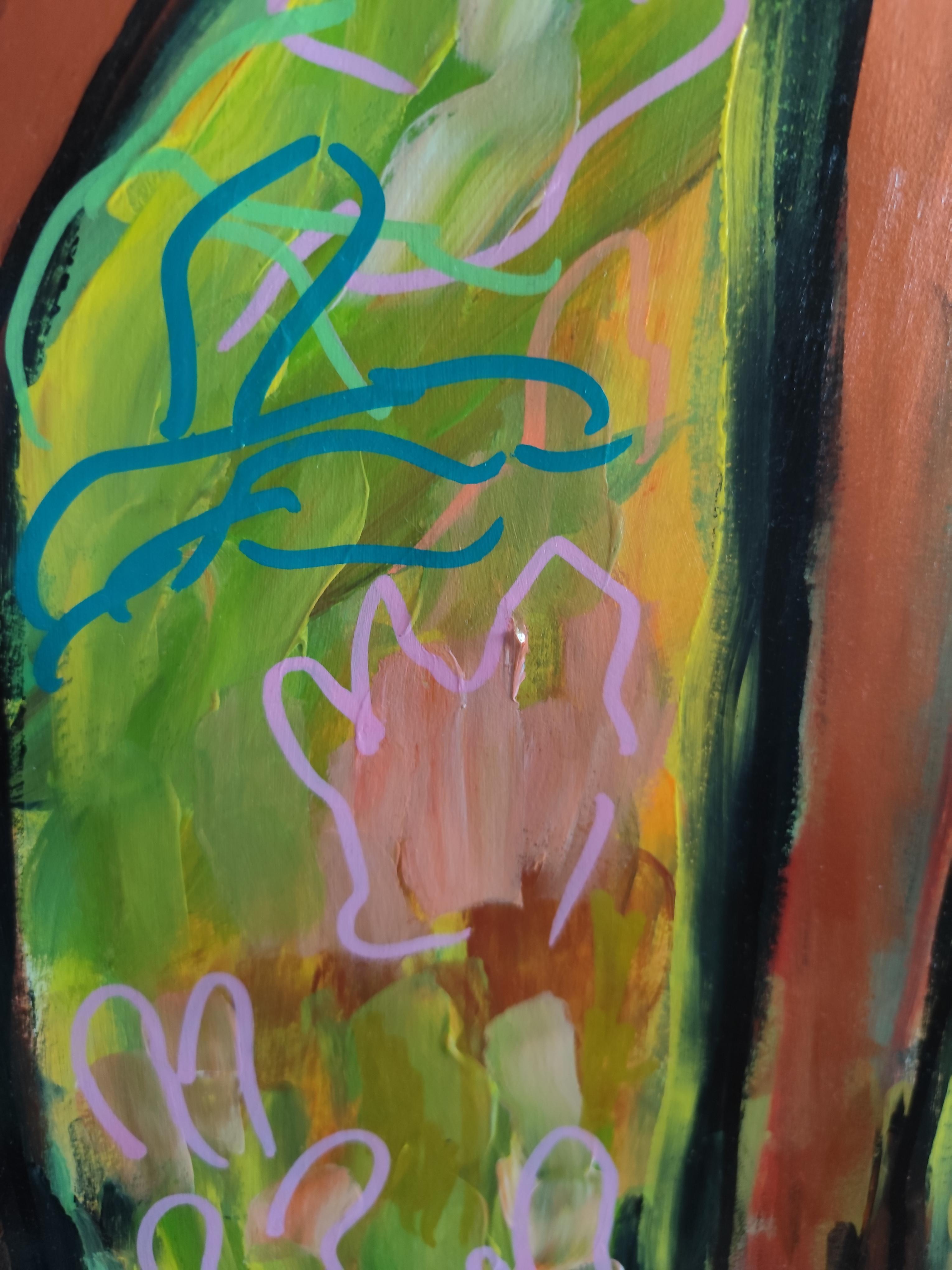 Contemporary large abstract painting nature forest 