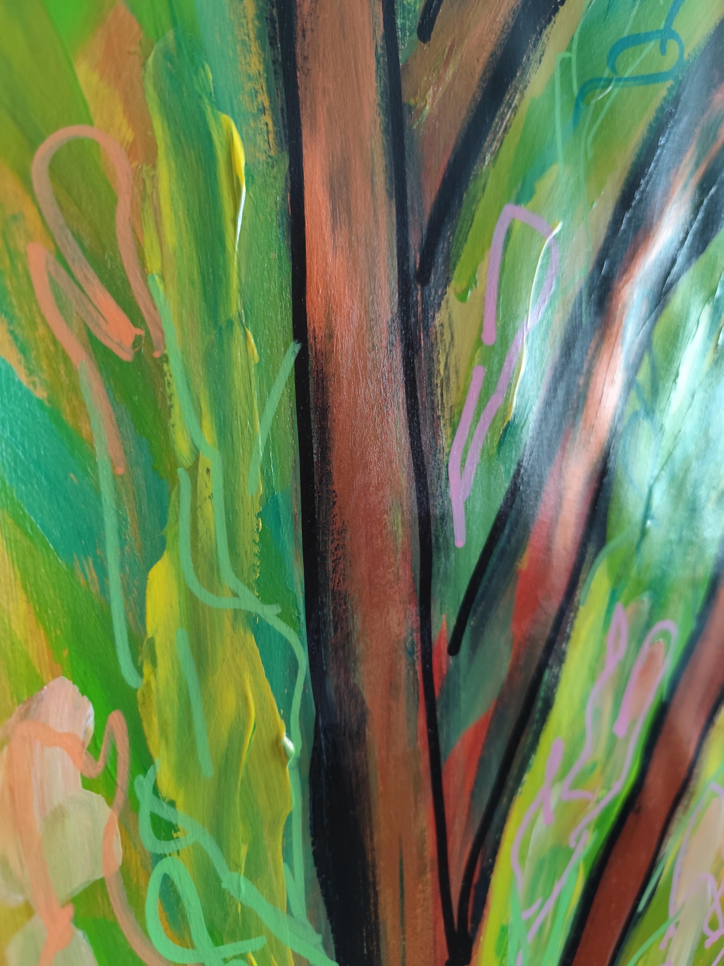 Contemporary large abstract painting nature forest 
