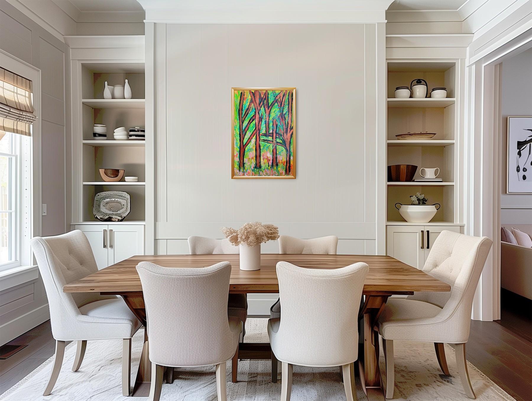 Contemporary large abstract painting nature forest 