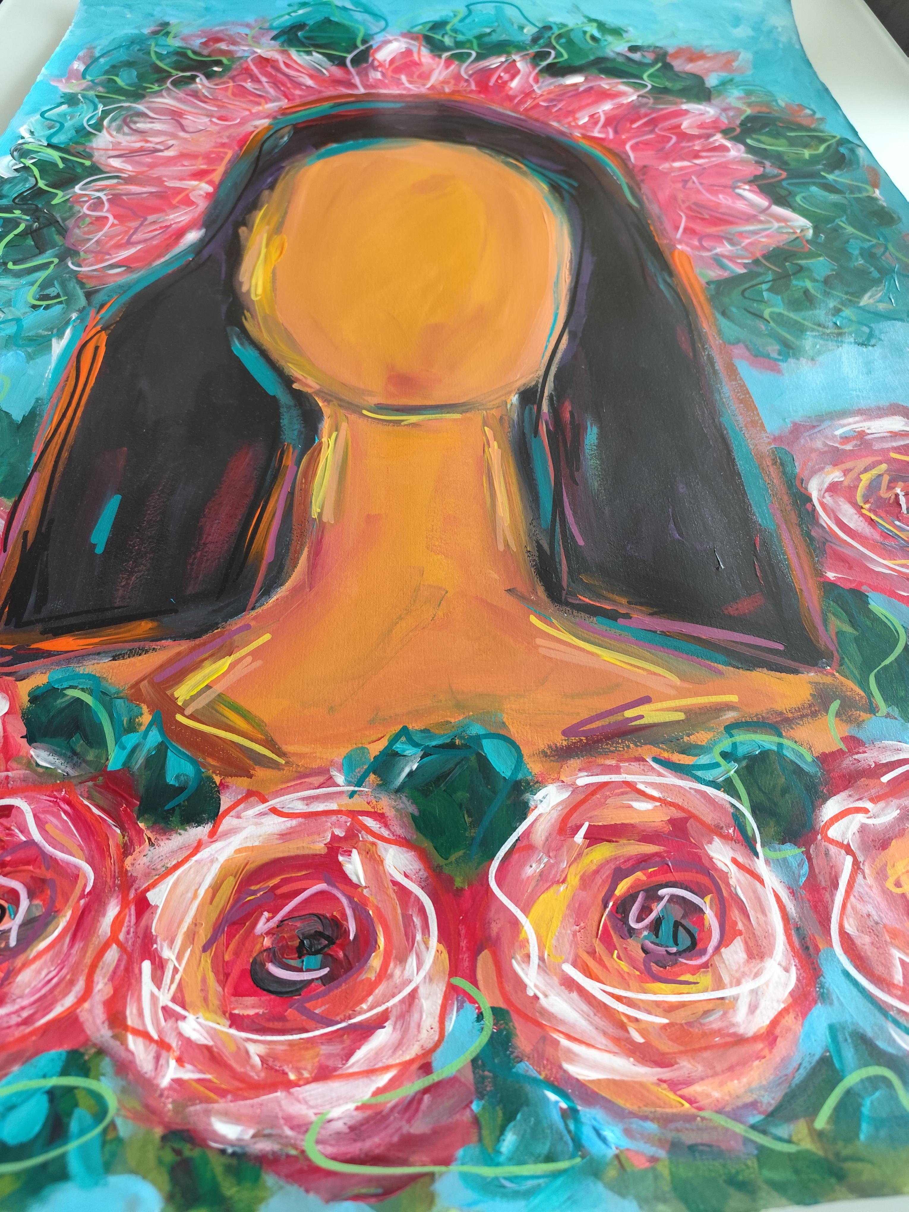 Zeitgenössisches großes figuratives Gemälde inspiriert von Frida Kahlo 