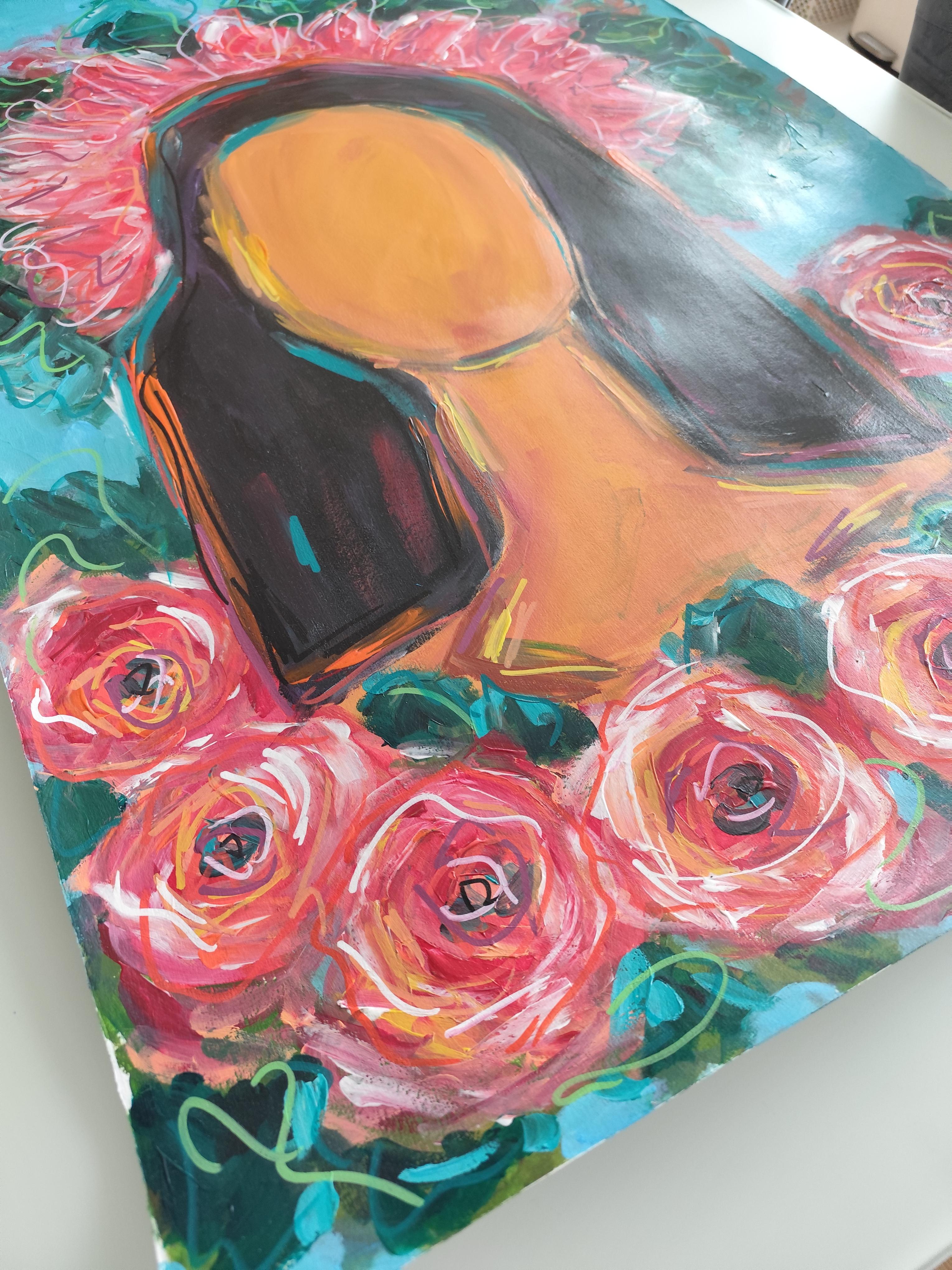 Zeitgenössisches großes figuratives Gemälde inspiriert von Frida Kahlo 