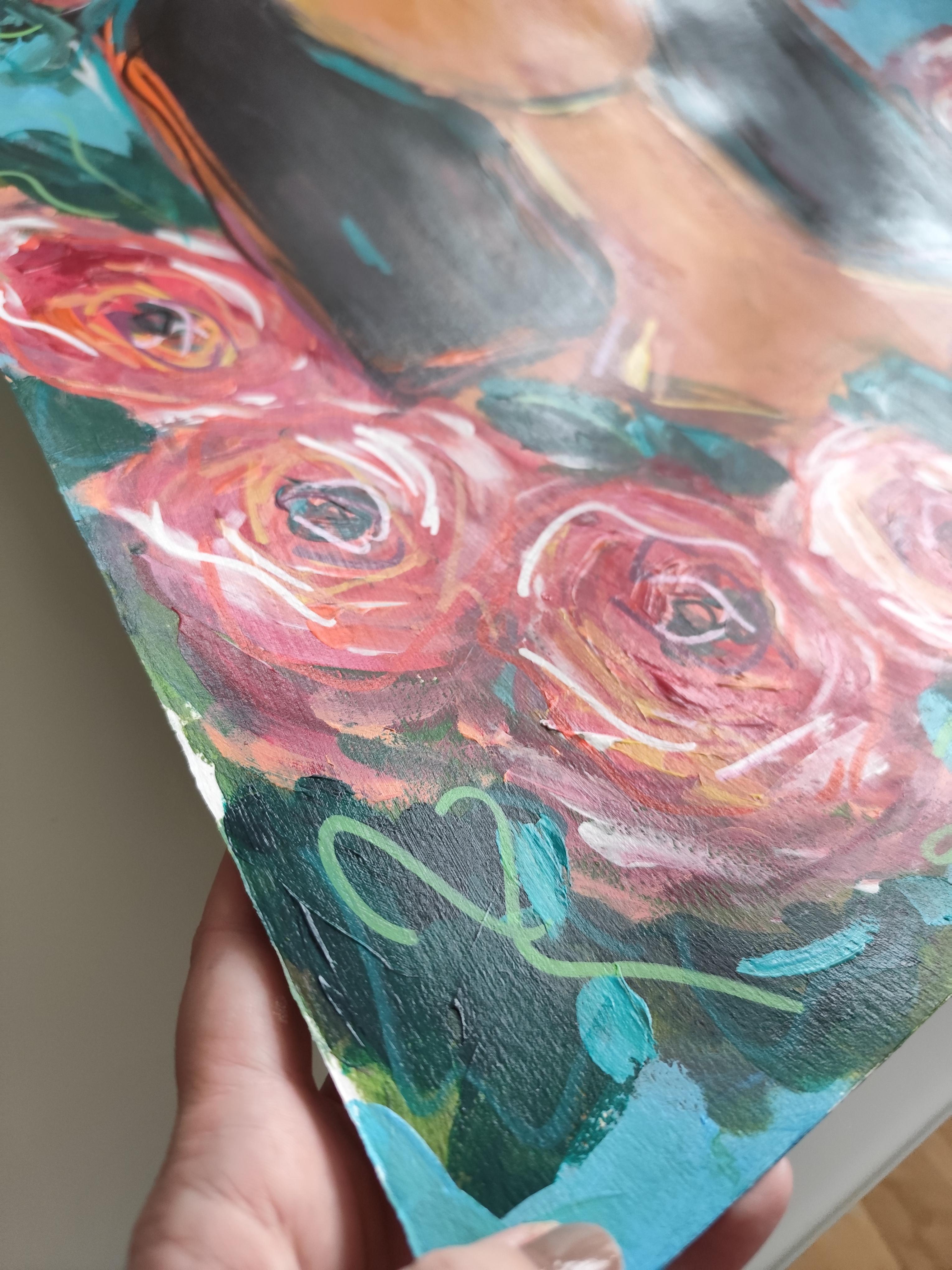 Zeitgenössisches großes figuratives Gemälde inspiriert von Frida Kahlo 