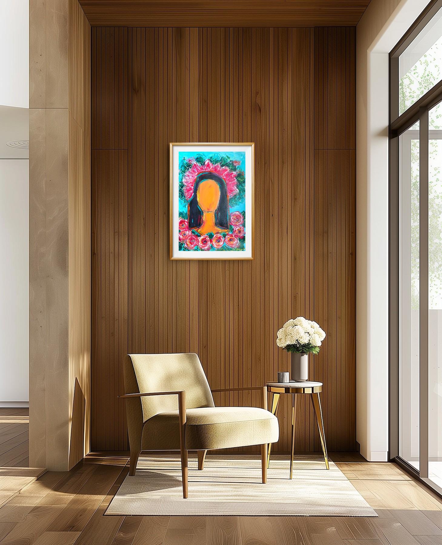 Zeitgenössisches großes figuratives Gemälde inspiriert von Frida Kahlo 